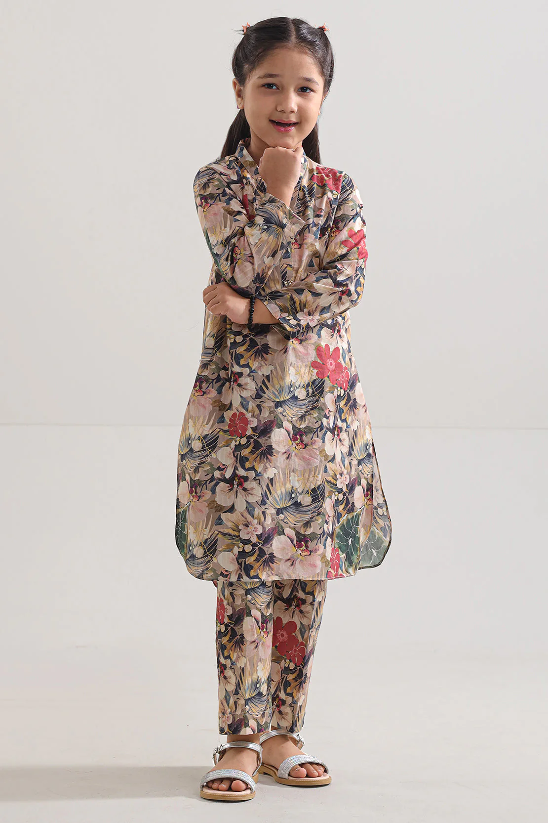 Printed Strip Lawn Stitched 2 Piece (Shirt/Trouser) For Kids
