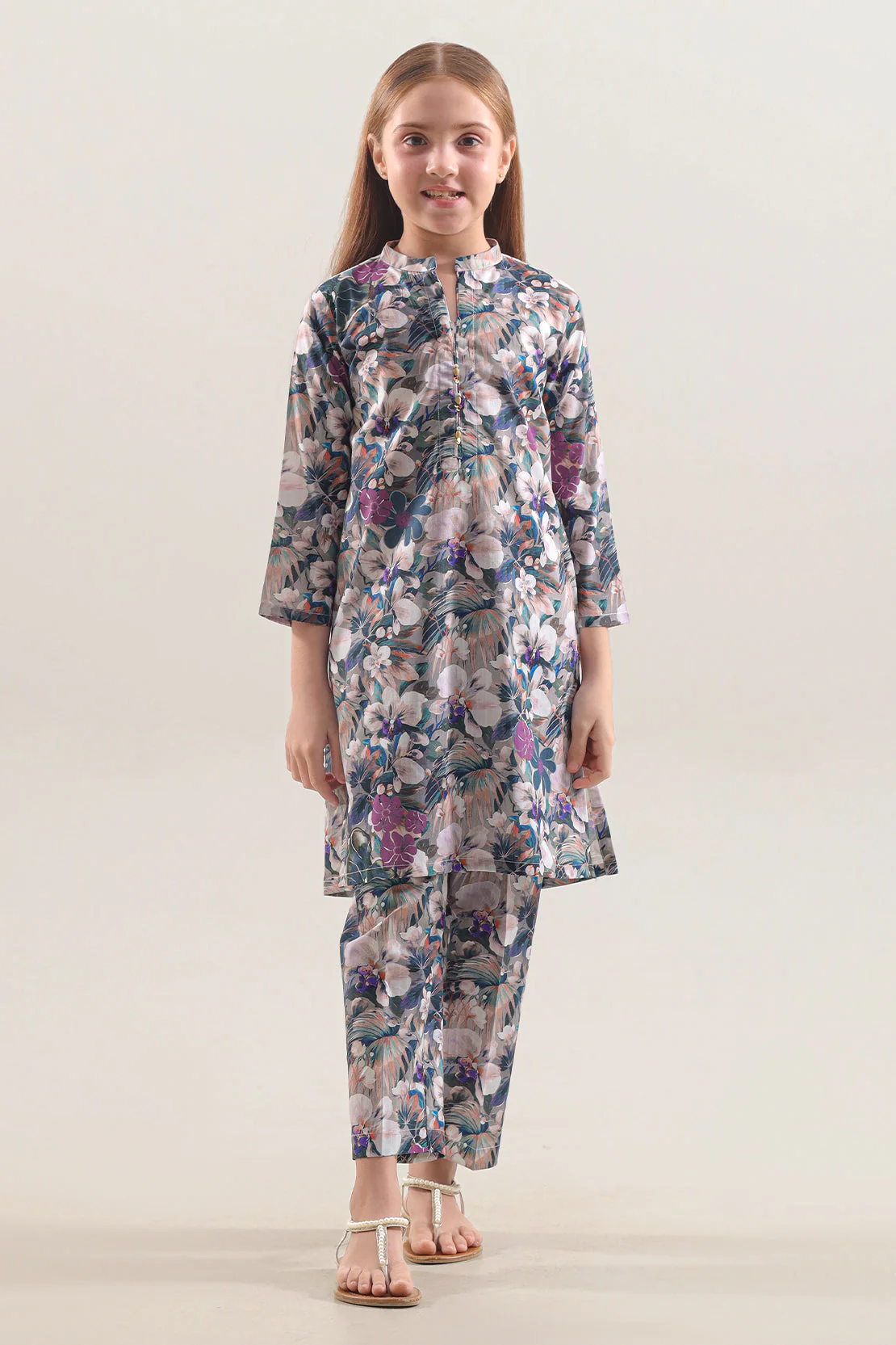 Printed Strip Lawn Stitched 2 Piece (Shirt/Trouser) For Kids