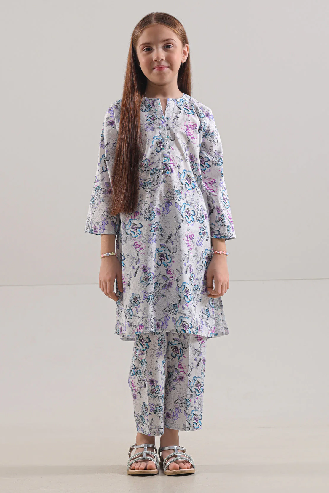 Printed Strip Lawn Stitched 2 Piece (Shirt/Trouser) For Kids