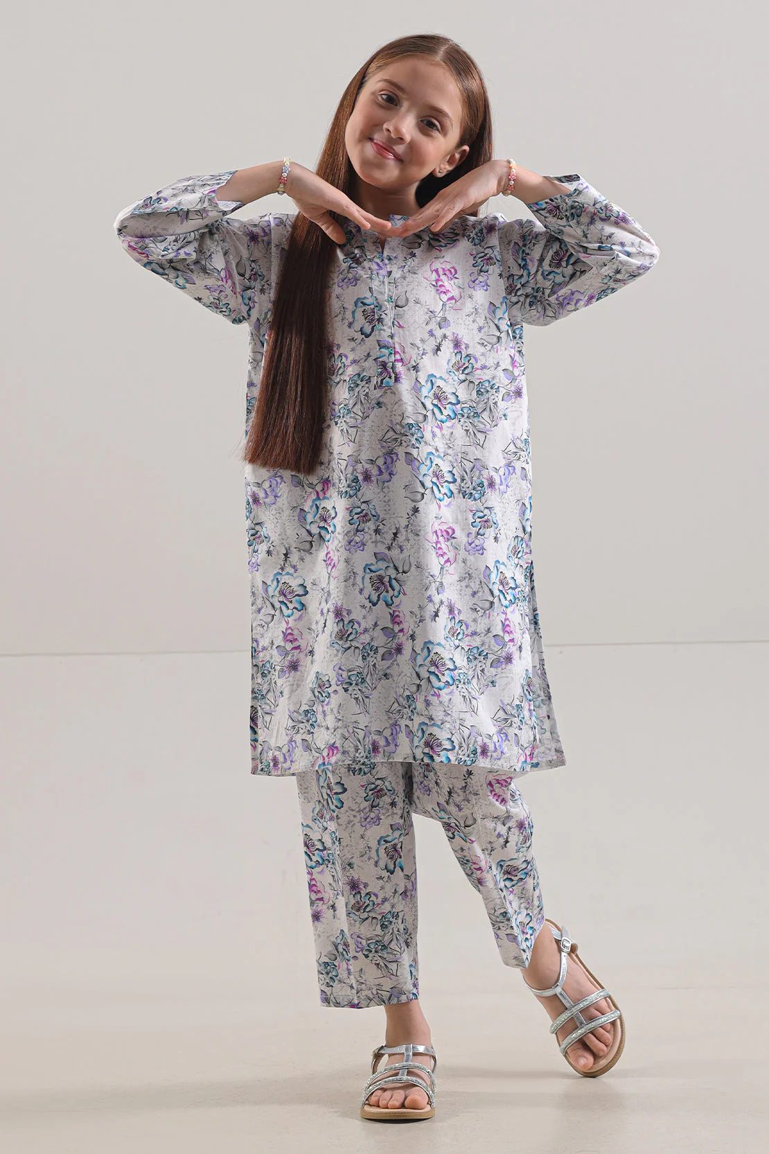 Printed Strip Lawn Stitched 2 Piece (Shirt/Trouser) For Kids - Image 2