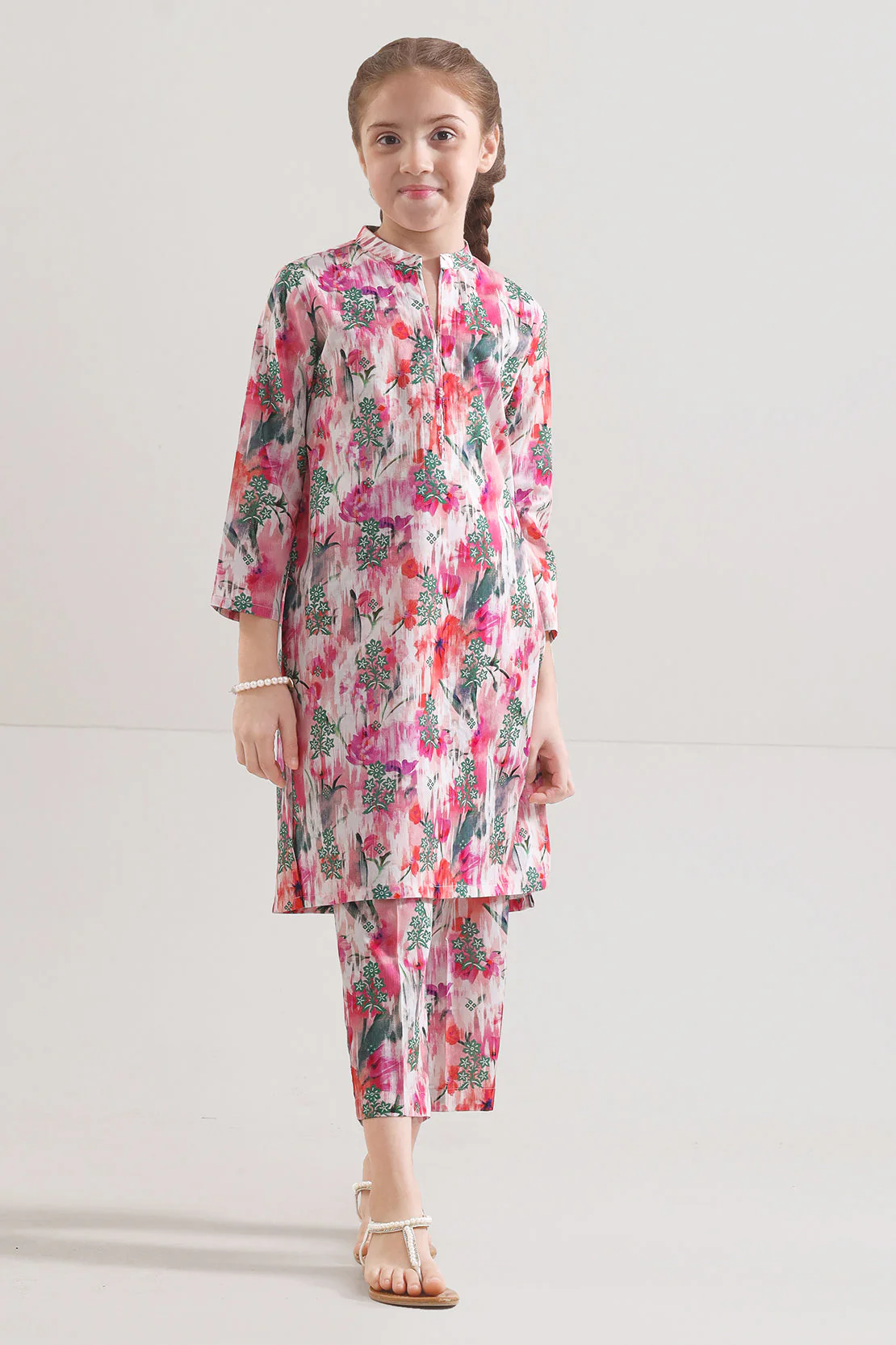 Printed Strip Lawn Stitched 2 Piece (Shirt/Trouser) For Kids