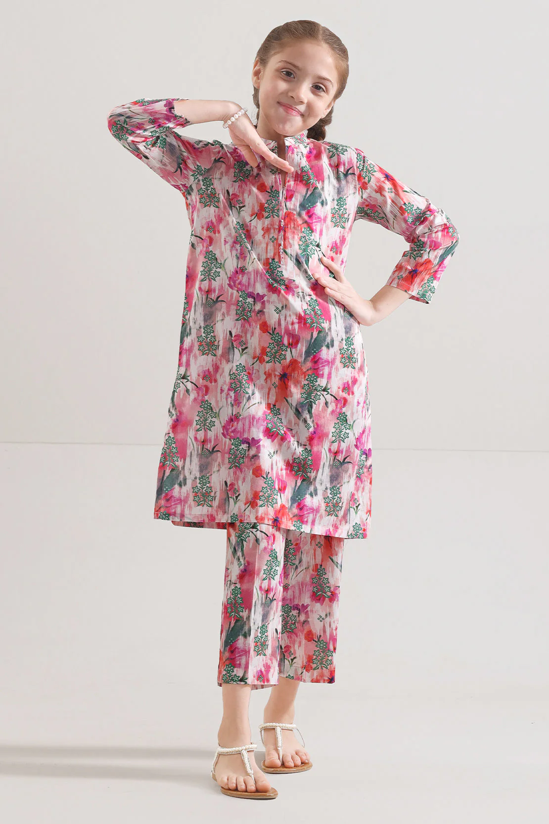 Printed Strip Lawn Stitched 2 Piece (Shirt/Trouser) For Kids - Image 3