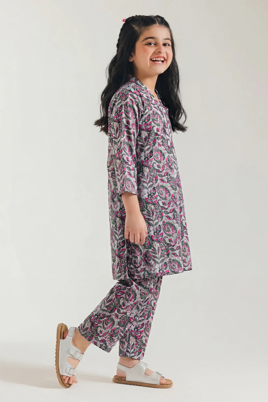Printed Strip Lawn Stitched 2 Piece (Shirt/Trouser) For Kids