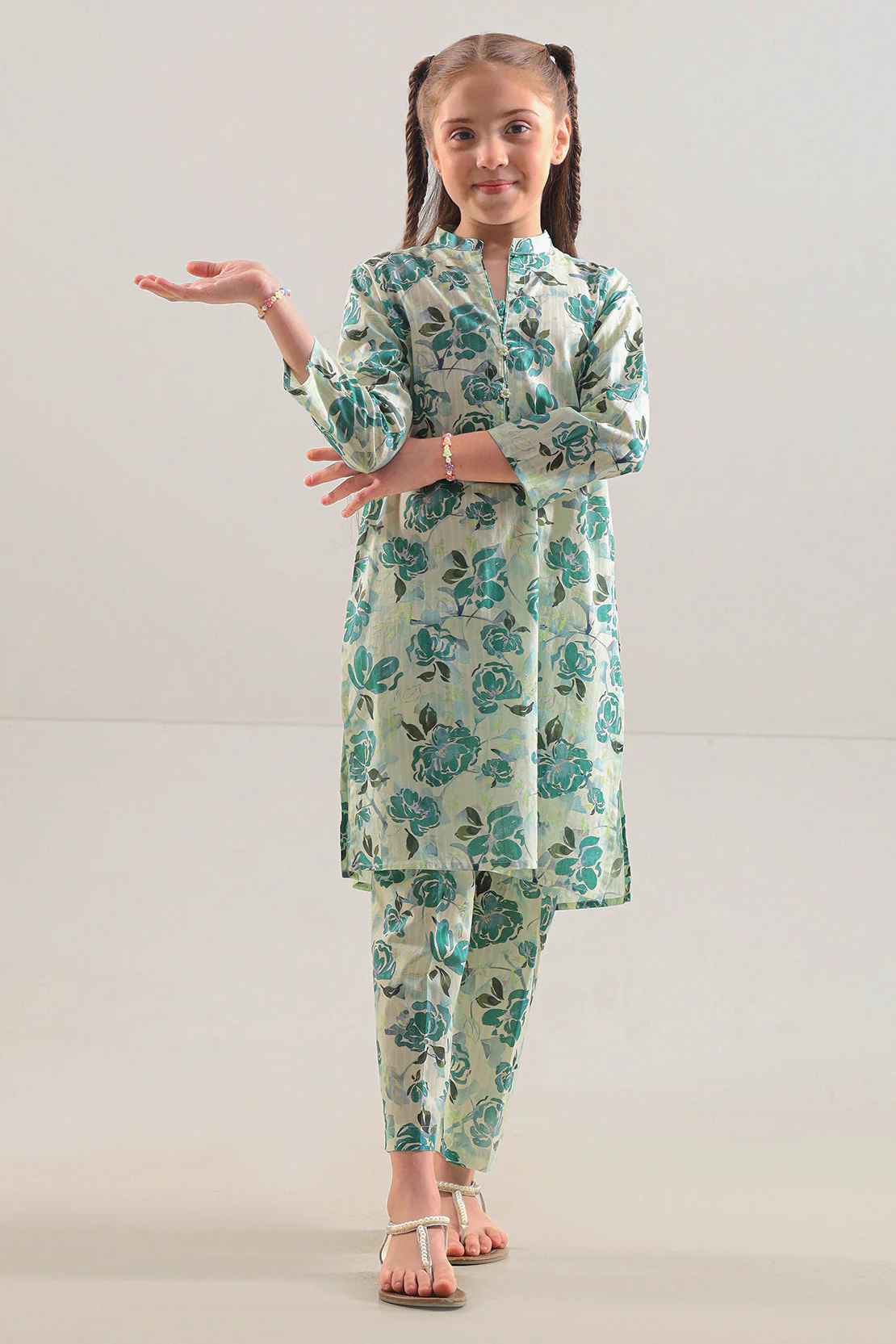 Printed Strip Lawn Stitched 2 Piece (Shirt/Trouser) For Kids
