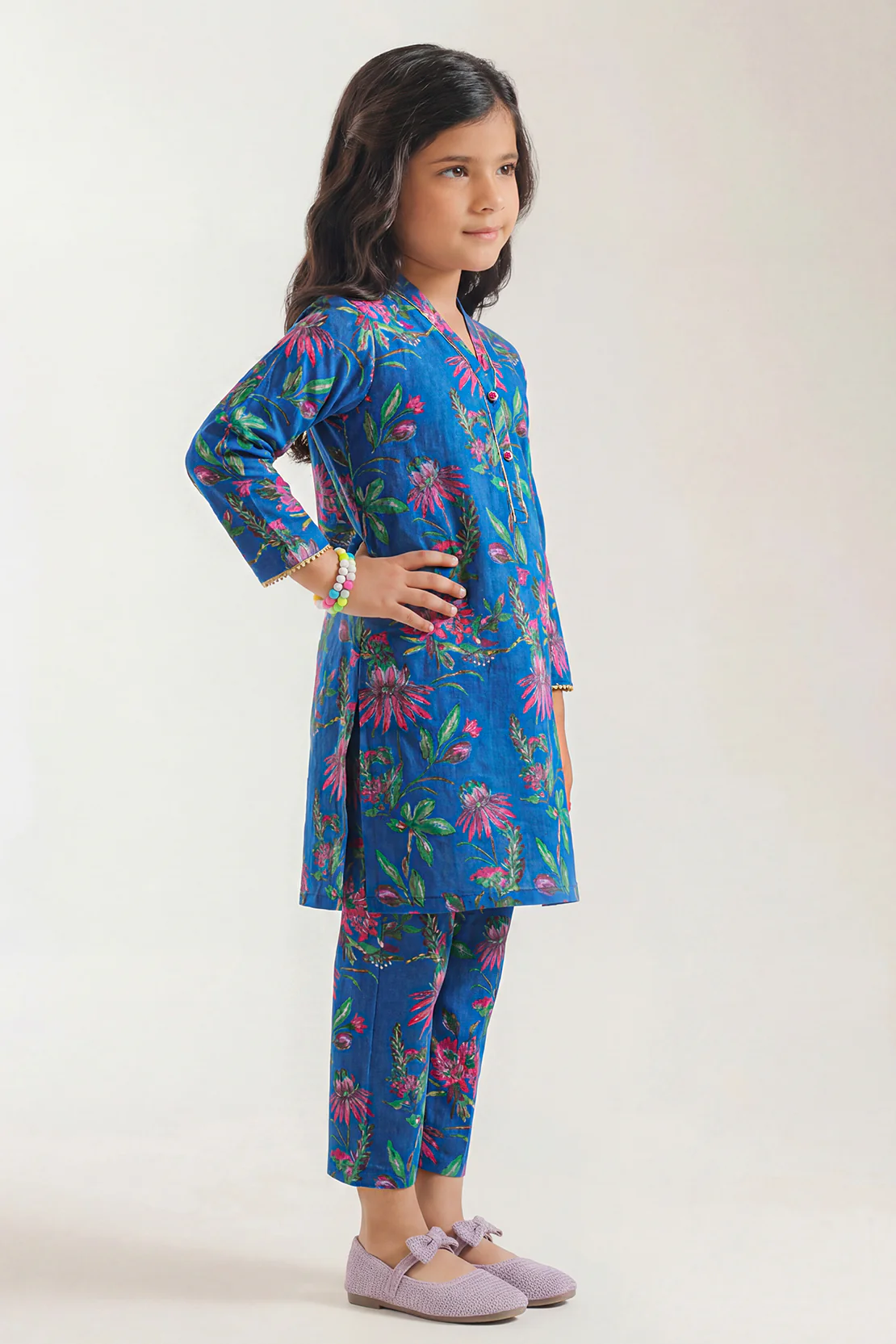 Printed Strip Lawn Stitched 2 Piece (Shirt/Trouser) For Kids