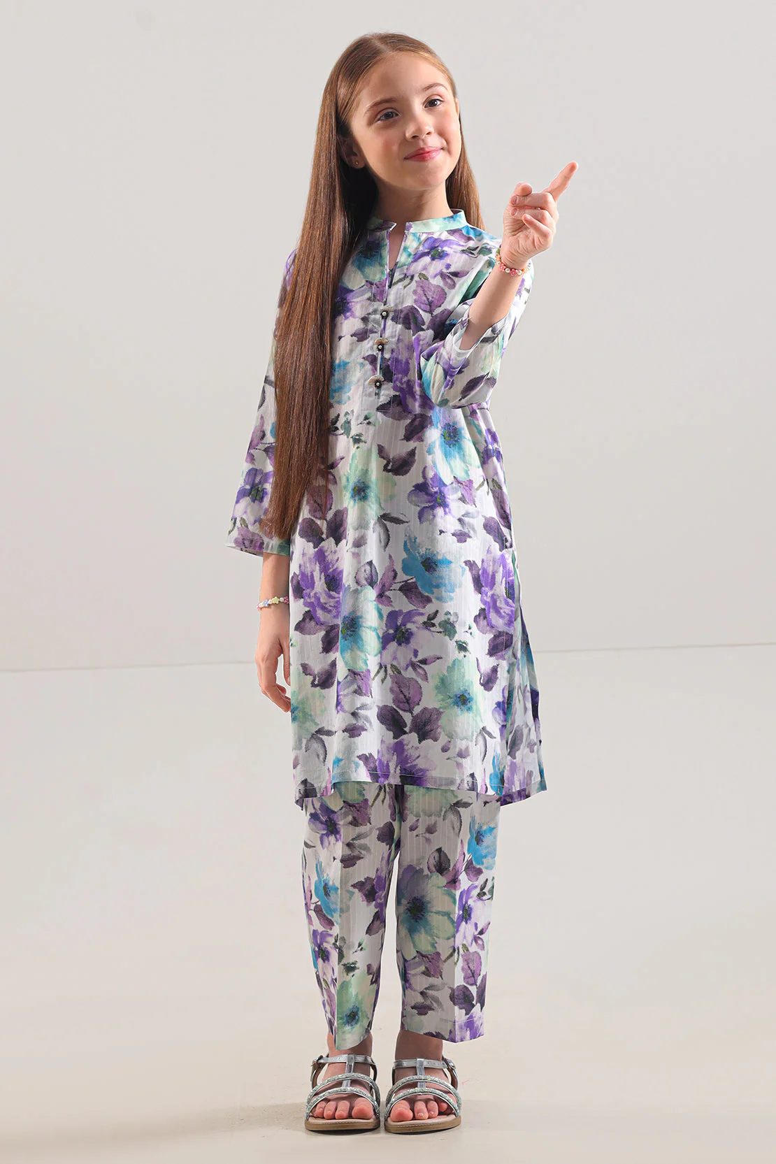 Printed Strip Lawn Stitched 2 Piece (Shirt/Trouser)  For Kids - Image 2