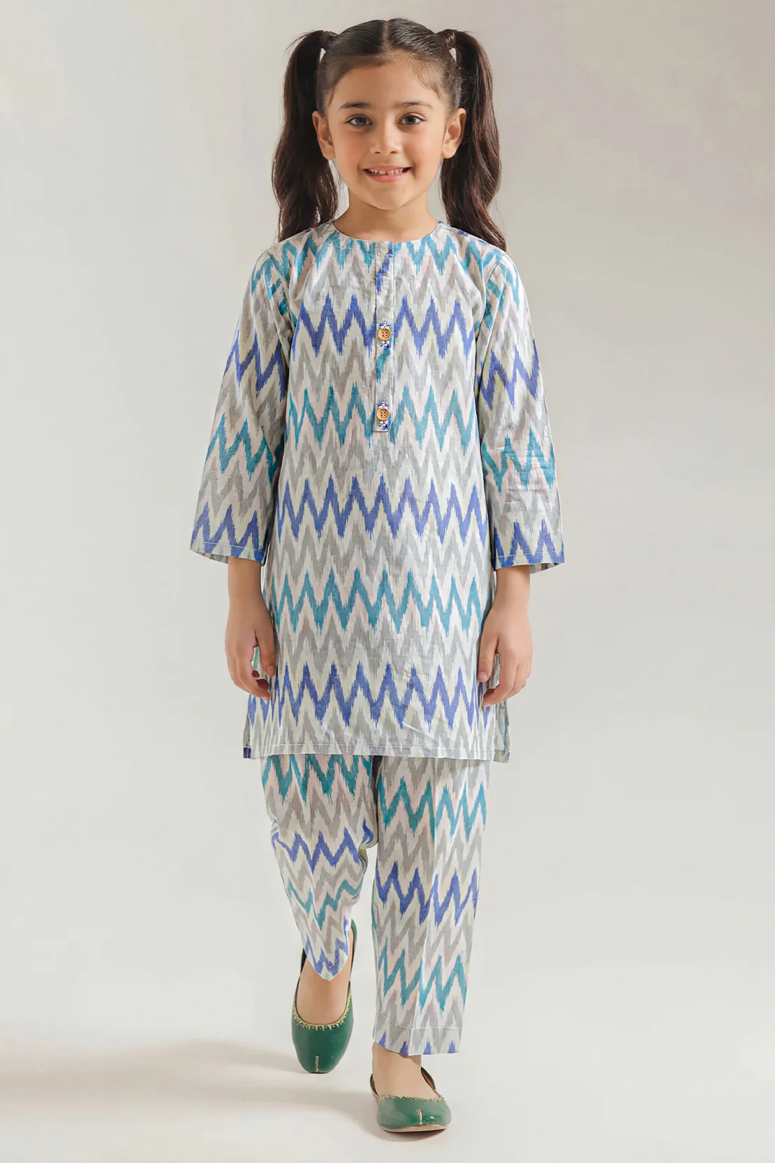 Printed Strip Lawn Stitched 2 Piece (Shirt/Trouser)  For Kids