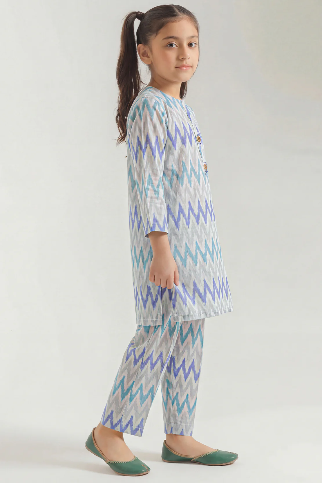 Printed Strip Lawn Stitched 2 Piece (Shirt/Trouser)  For Kids - Image 2