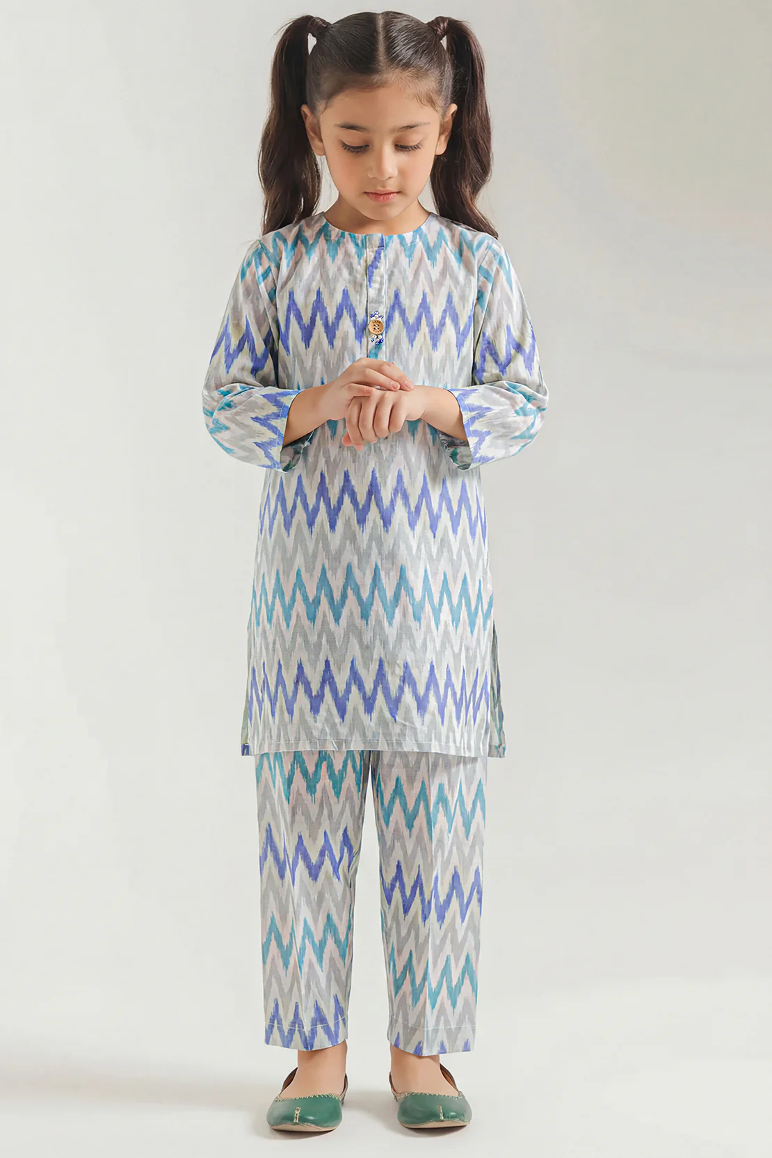 Printed Strip Lawn Stitched 2 Piece (Shirt/Trouser)  For Kids - Image 3