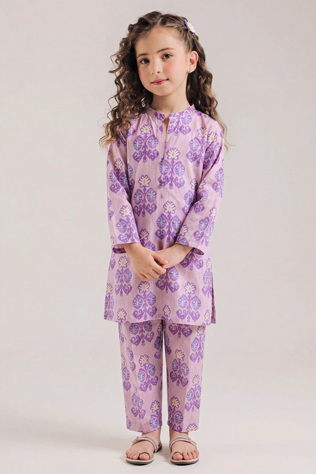 Printed Strip Lawn Stitched 2 Piece (Shirt/Trouser)  For Kids