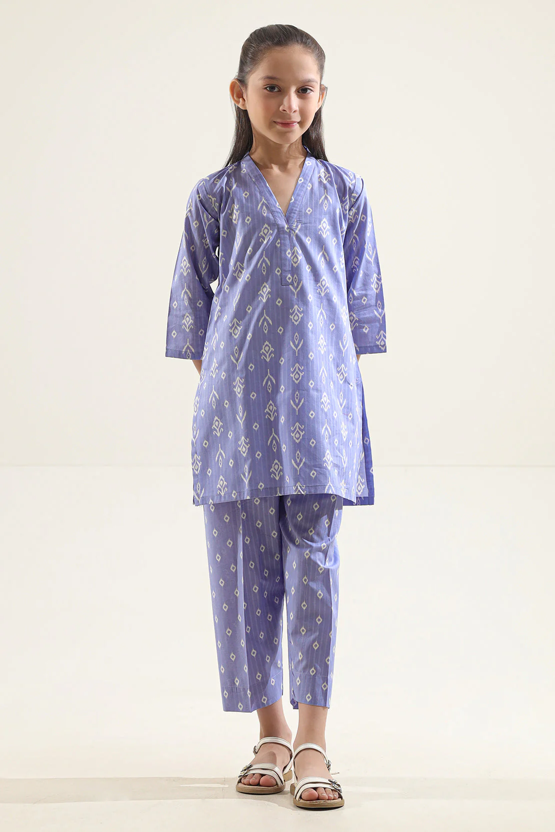 Printed Strip Lawn Stitched 2 Piece (Shirt/Trouser) For Kids - Image 3