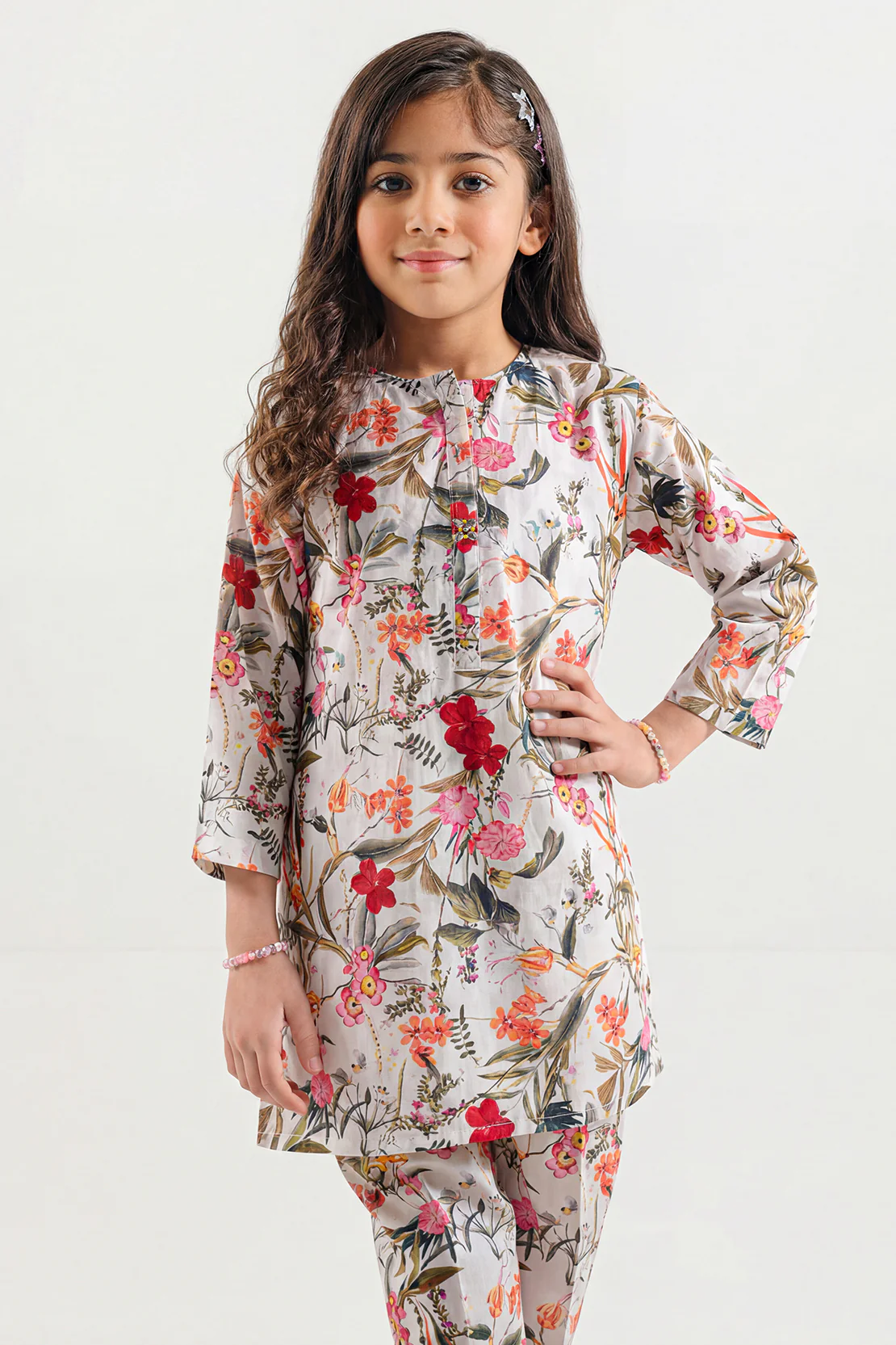 Printed Strip Lawn Stitched 2 Piece (Shirt/Trouser) For Kids