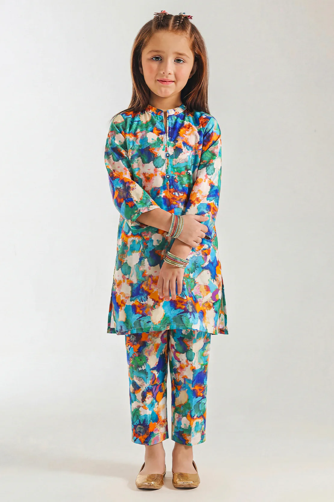 Printed Strip Lawn Stitched 2 Piece (Shirt/Trouser) For Kids - Image 2
