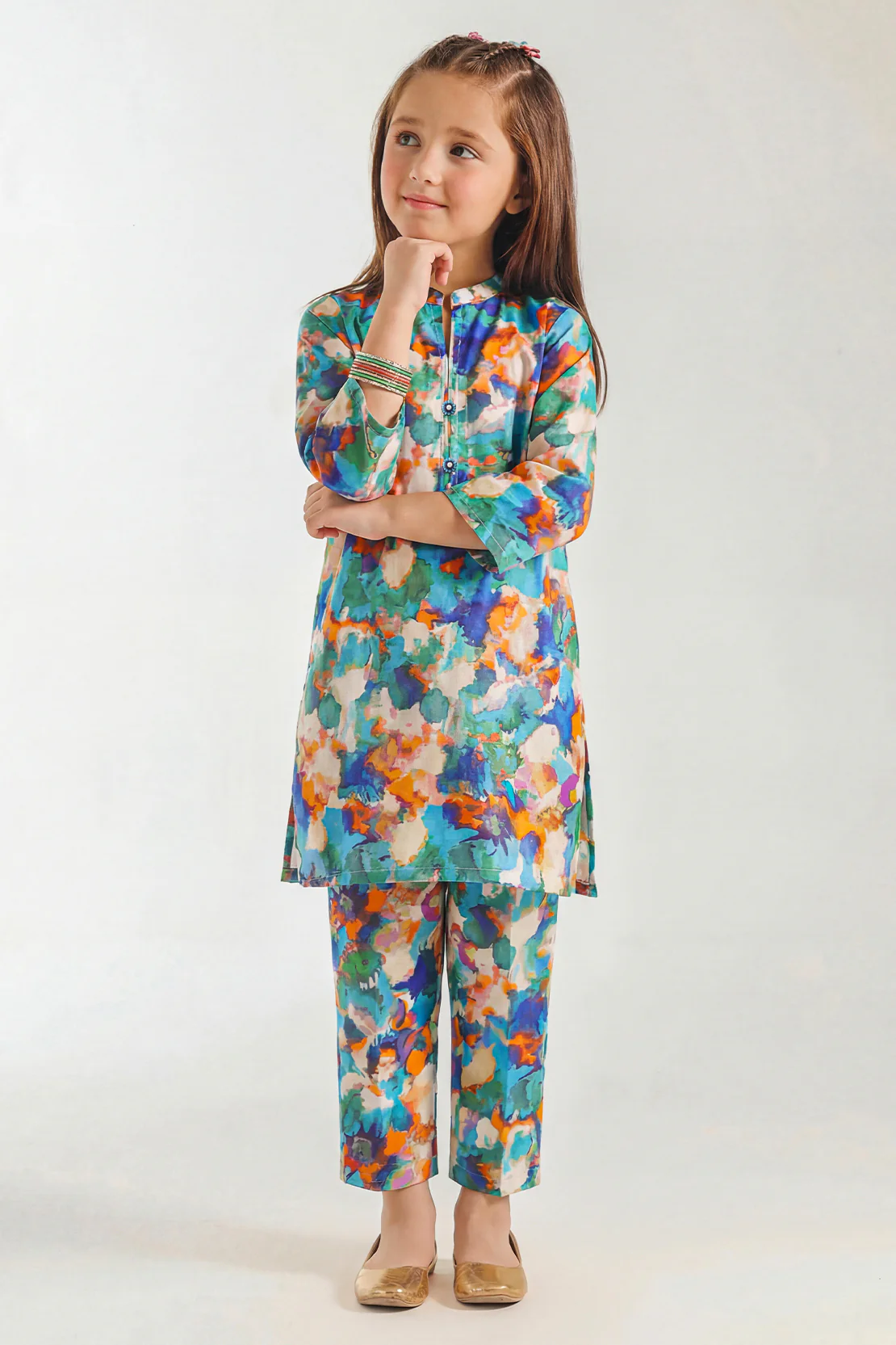 Printed Strip Lawn Stitched 2 Piece (Shirt/Trouser) For Kids - Image 3
