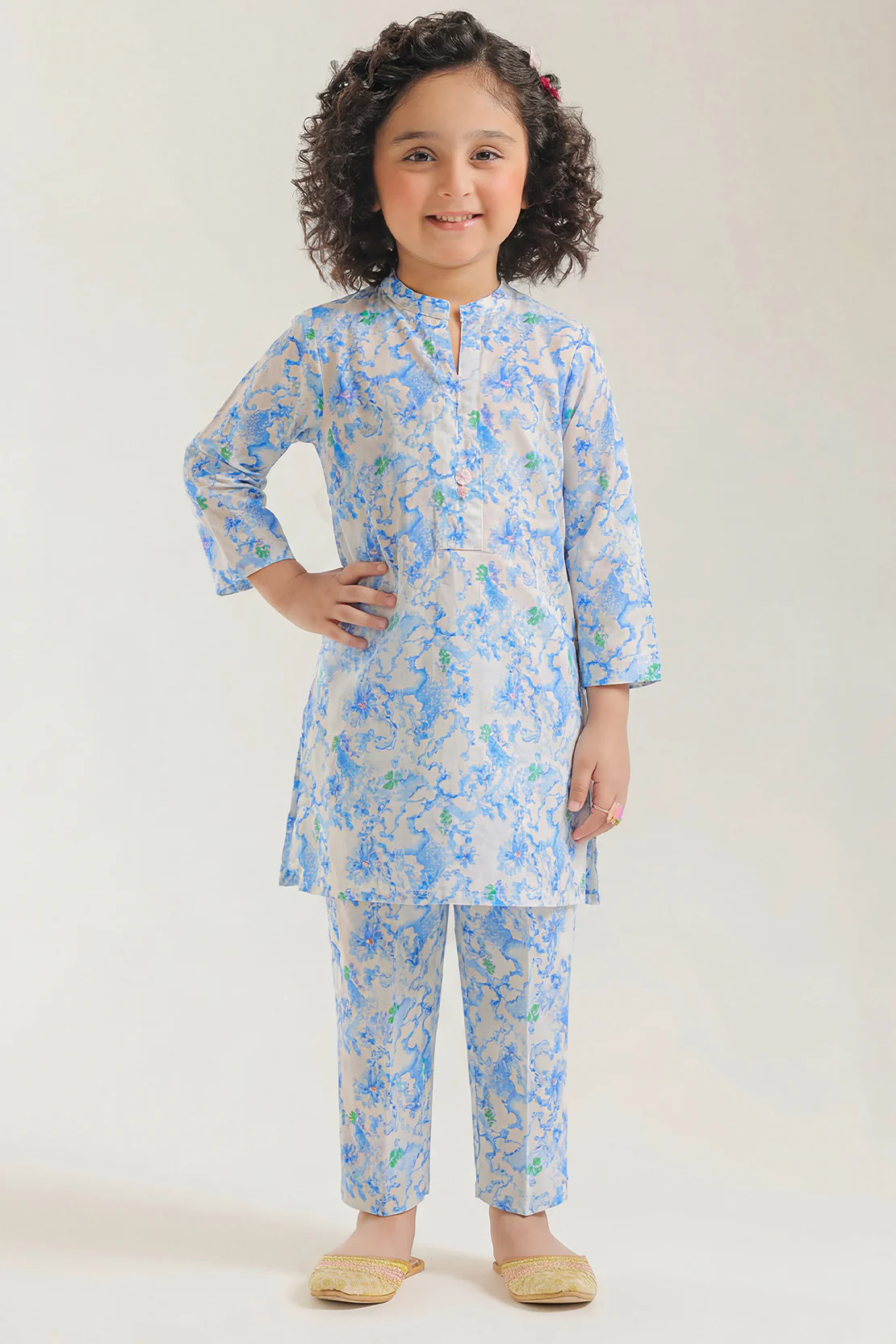 Printed Strip Lawn Stitched 2 Piece (Shirt/Trouser) For Kids