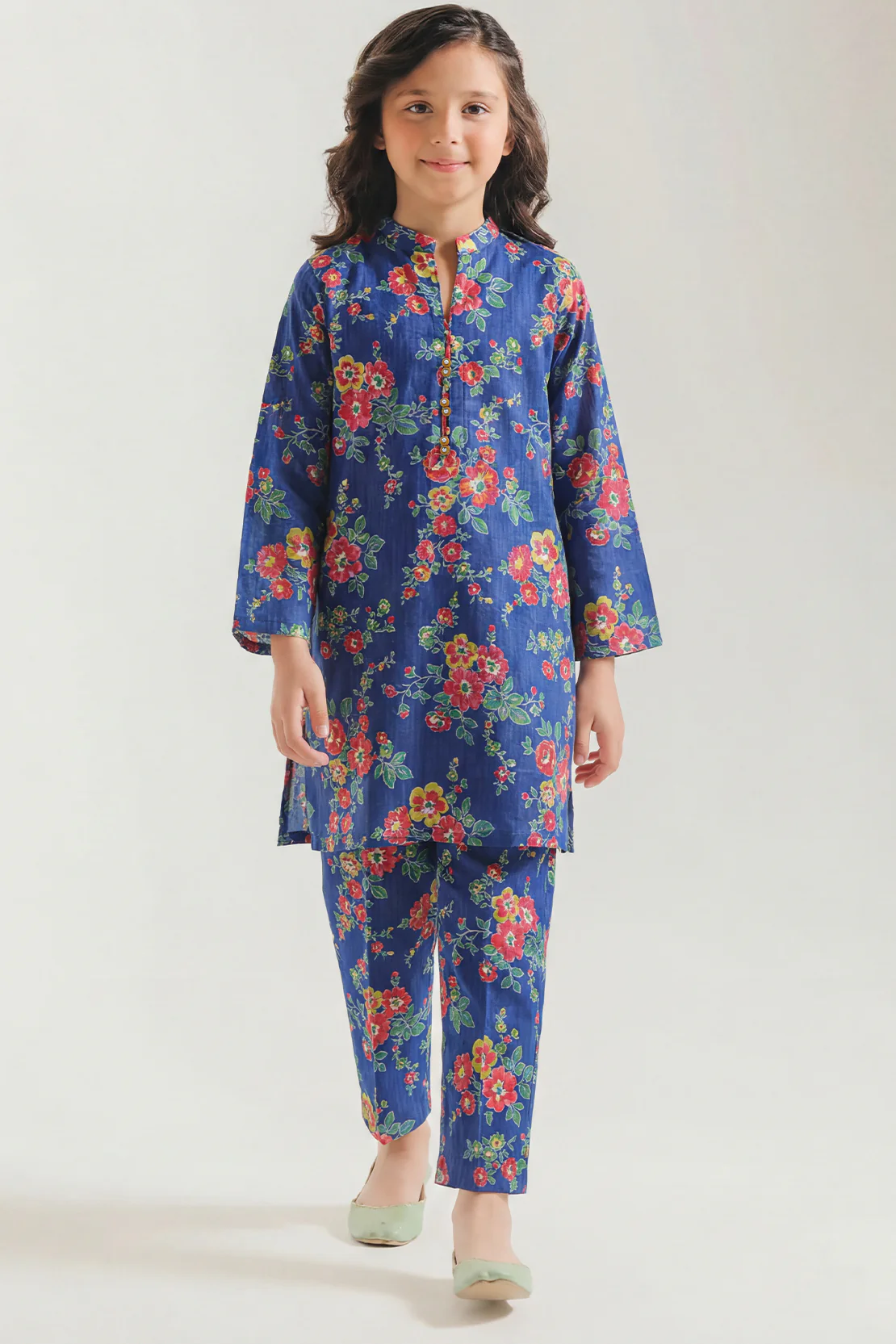 Printed Strip Lawn Stitched 2 Piece (Shirt/Trouser) For Kids