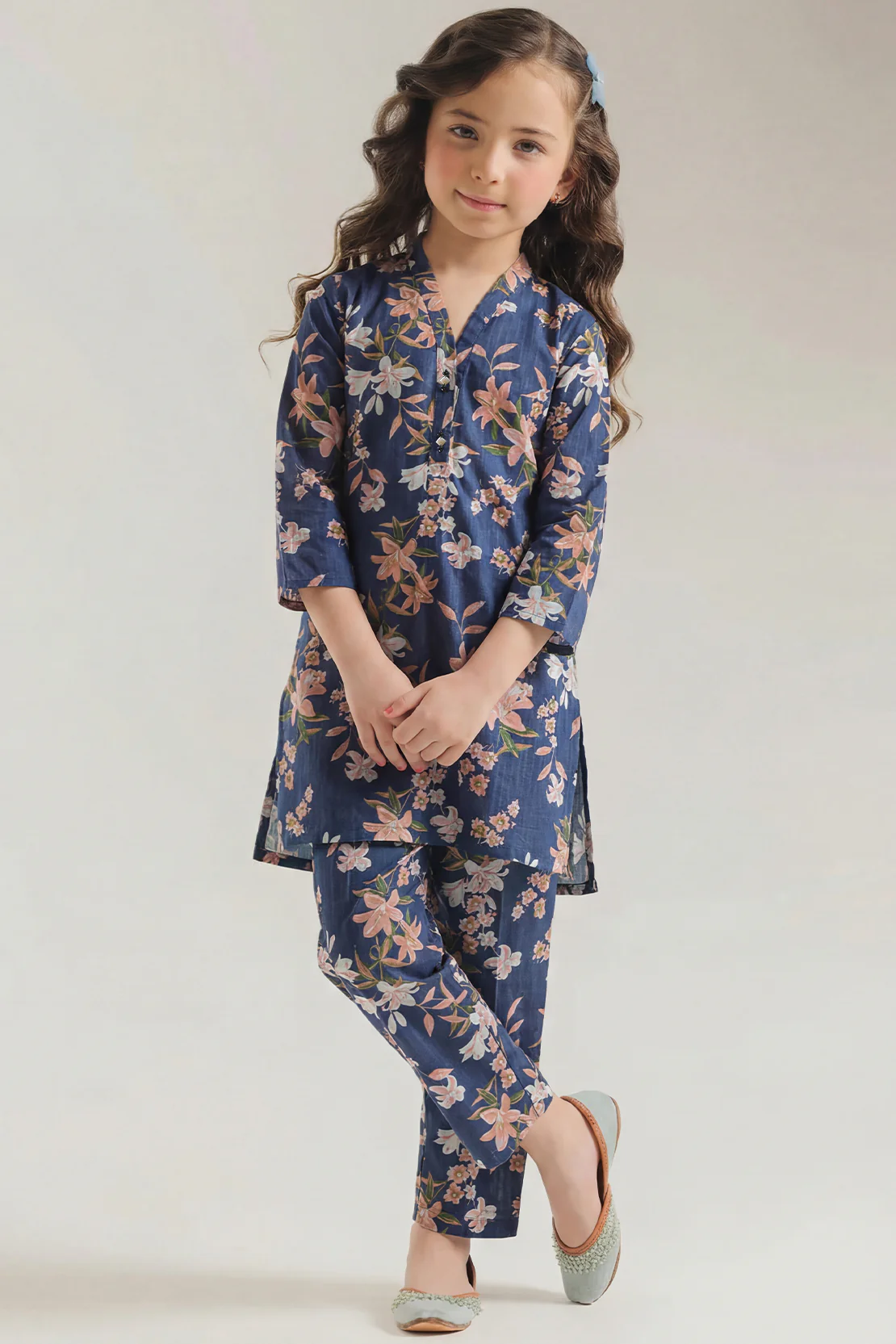 Printed Strip Lawn Stitched 2 Piece (Shirt/Trouser) For Kids