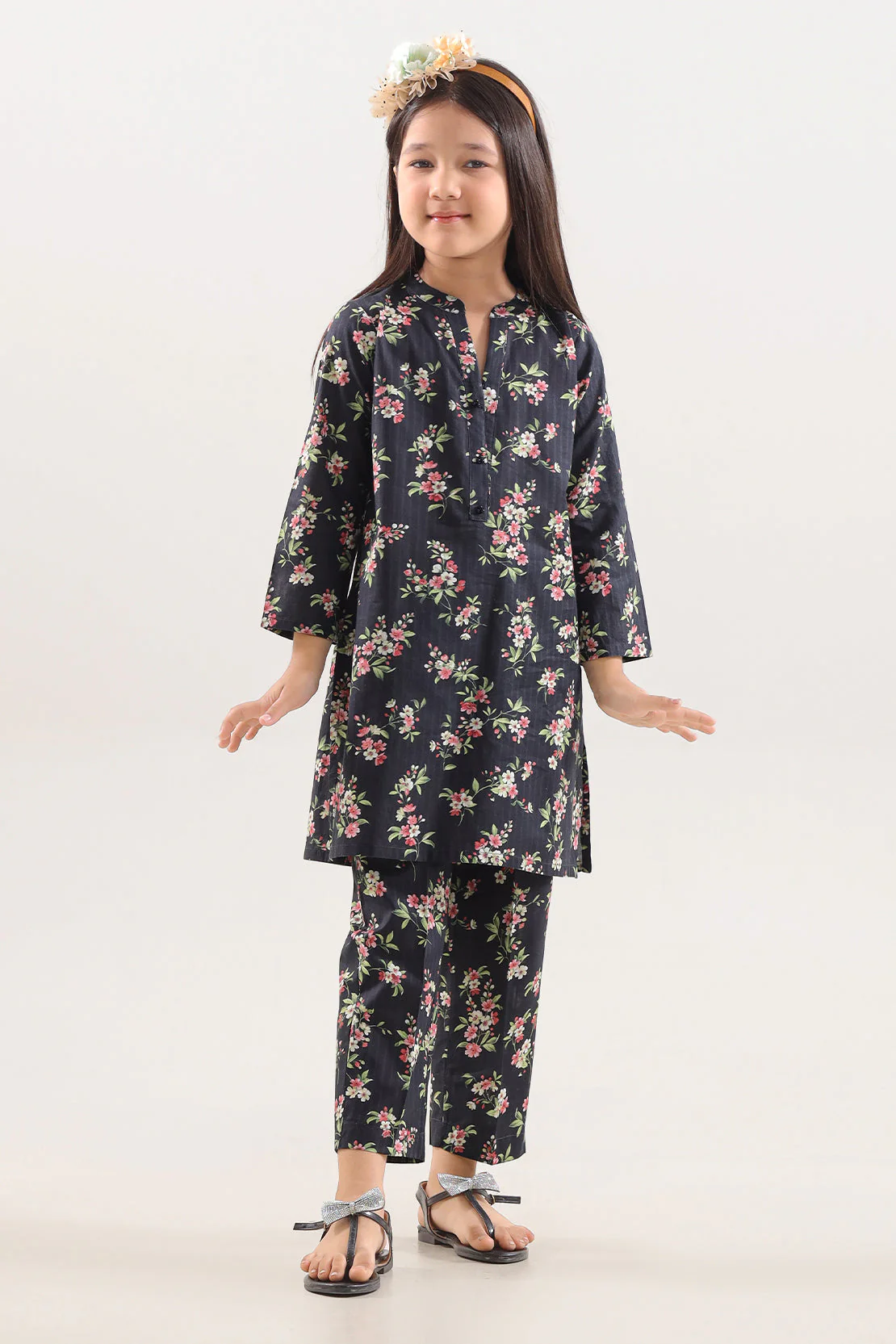 Printed Strip Lawn Stitched 2 Piece (Shirt/Trouser) For Kids