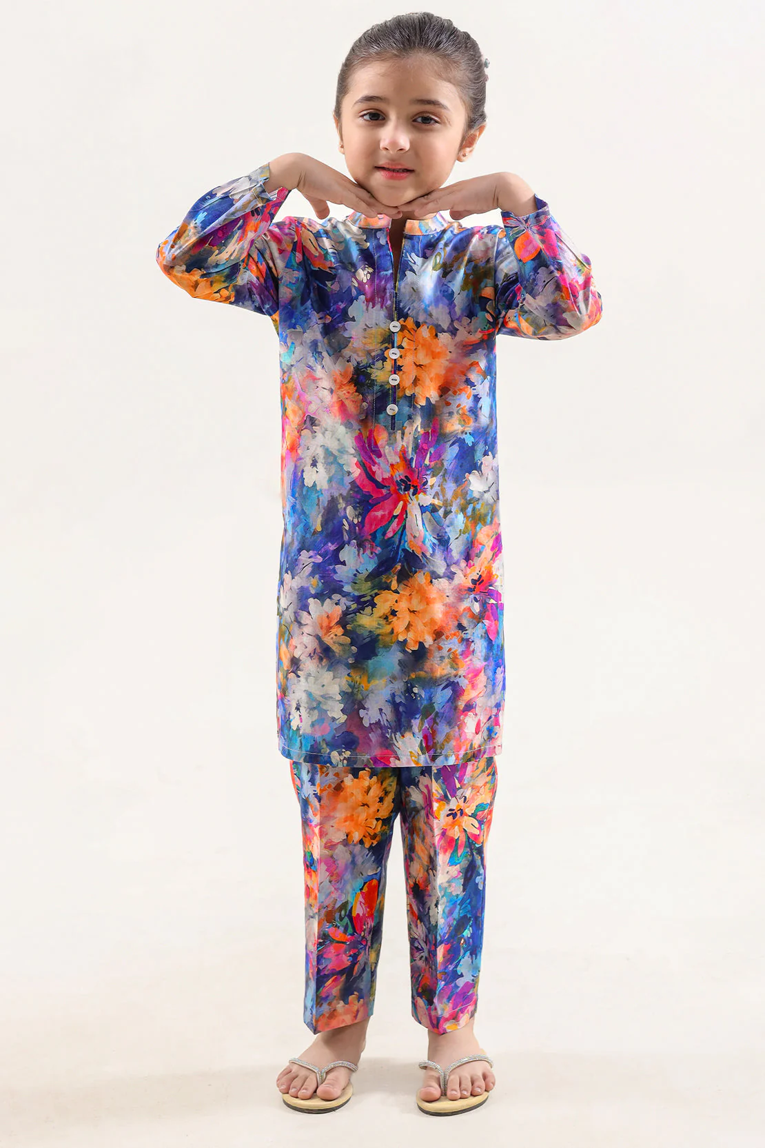 Printed Strip Lawn Stitched 2 Piece (Shirt/Trouser) For Kids