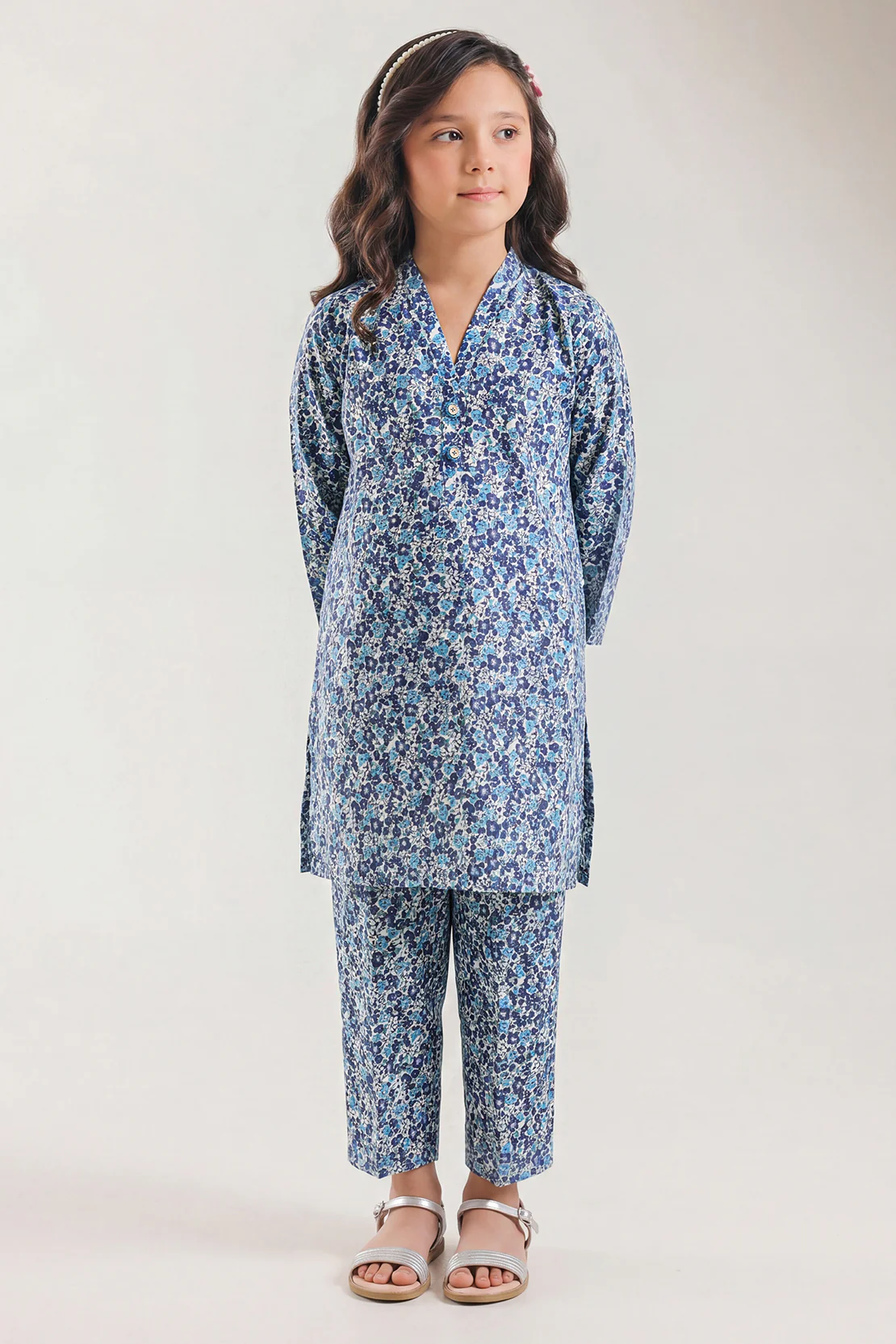 Printed Strip Lawn Stitched 2 Piece (Shirt/Trouser) For Kids - Image 3
