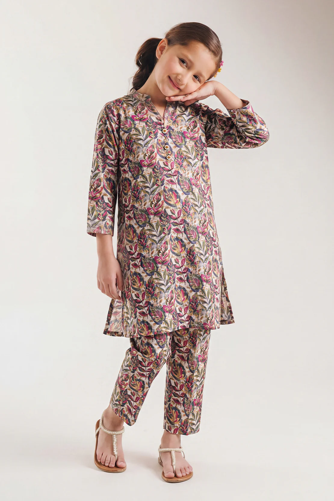 Printed Strip Lawn Stitched 2 Piece (Shirt/Trouser) For Kids