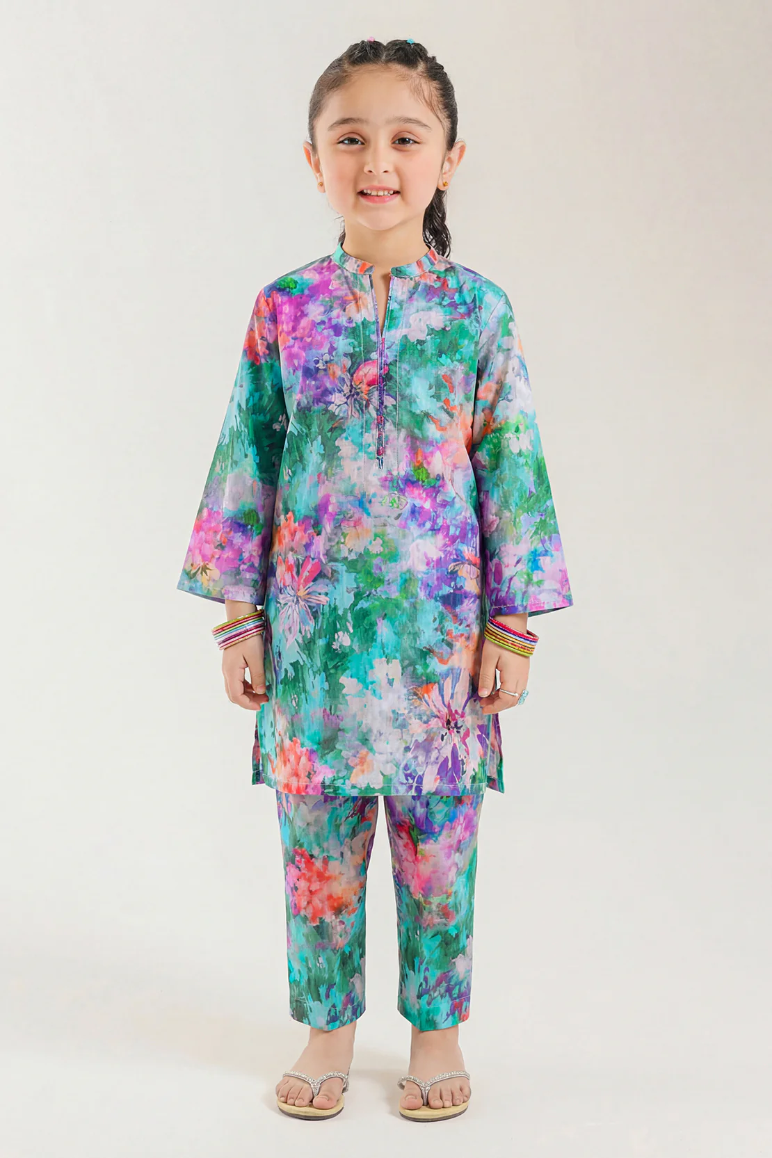 Printed Strip Lawn Stitched 2 Piece (Shirt/Trouser) For Kids