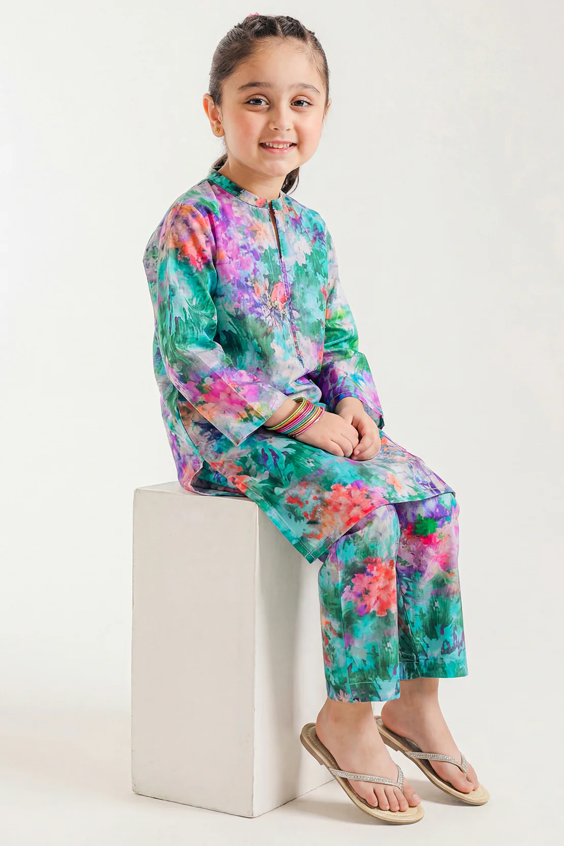 Printed Strip Lawn Stitched 2 Piece (Shirt/Trouser) For Kids - Image 2
