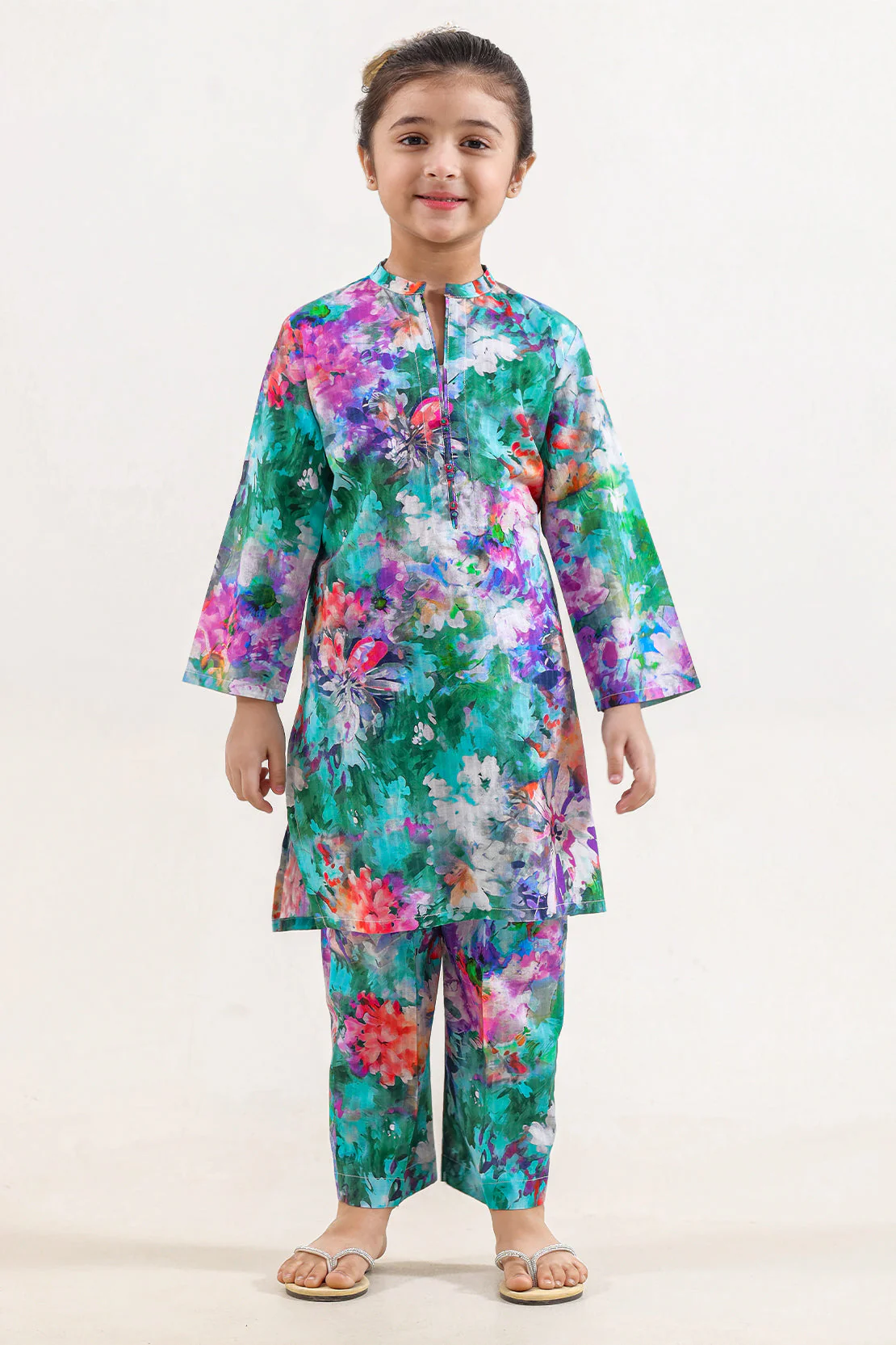 Printed Strip Lawn Stitched 2 Piece (Shirt/Trouser) For Kids - Image 3