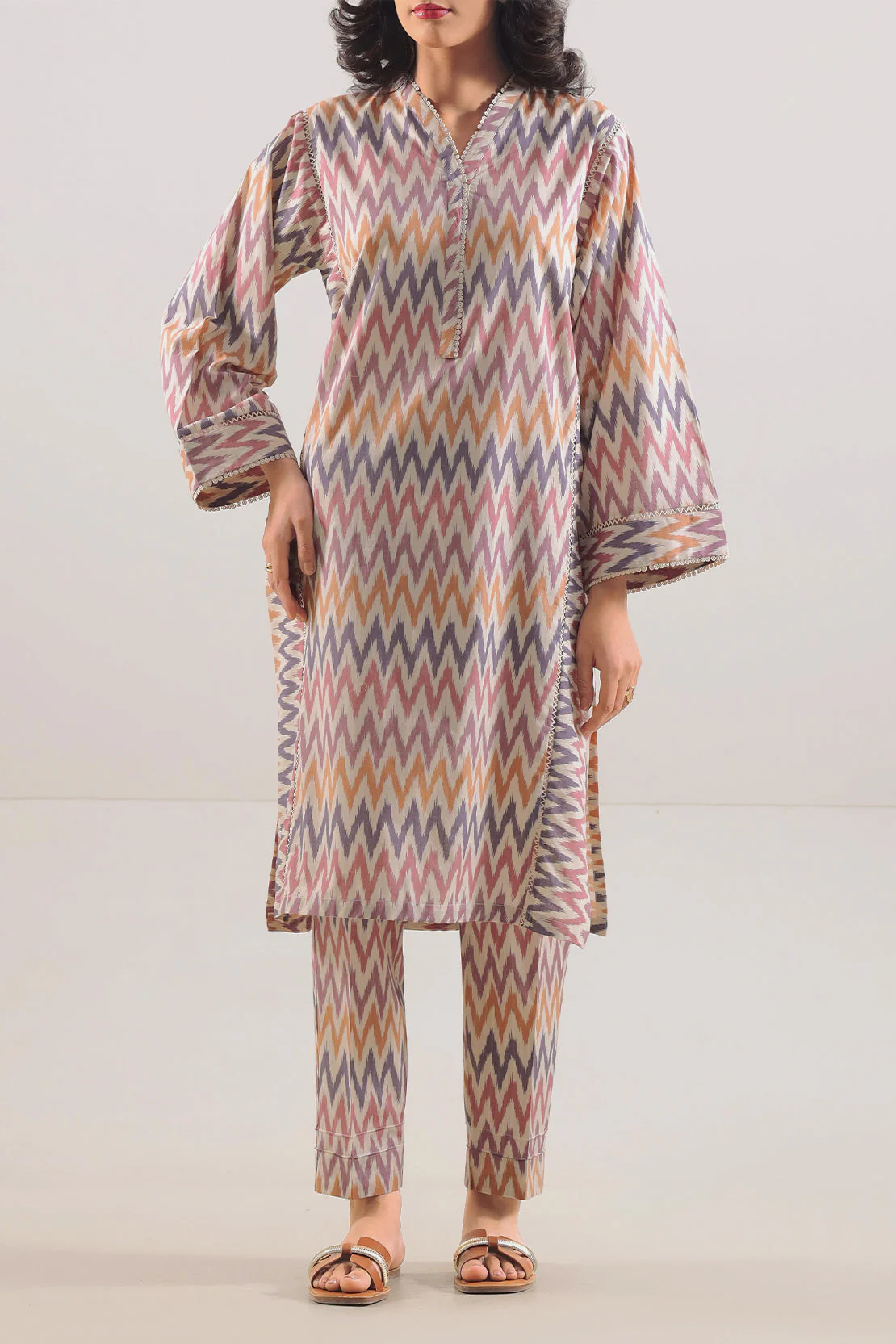 Printed Strip Lawn Stitched 2 Piece (Shirt/Trouser)
