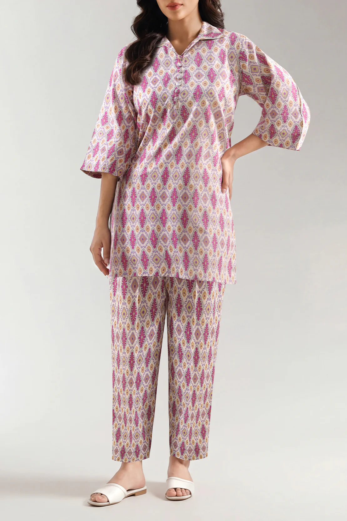 Printed Strip Lawn Stitched 2 Piece (Shirt/Trouser)