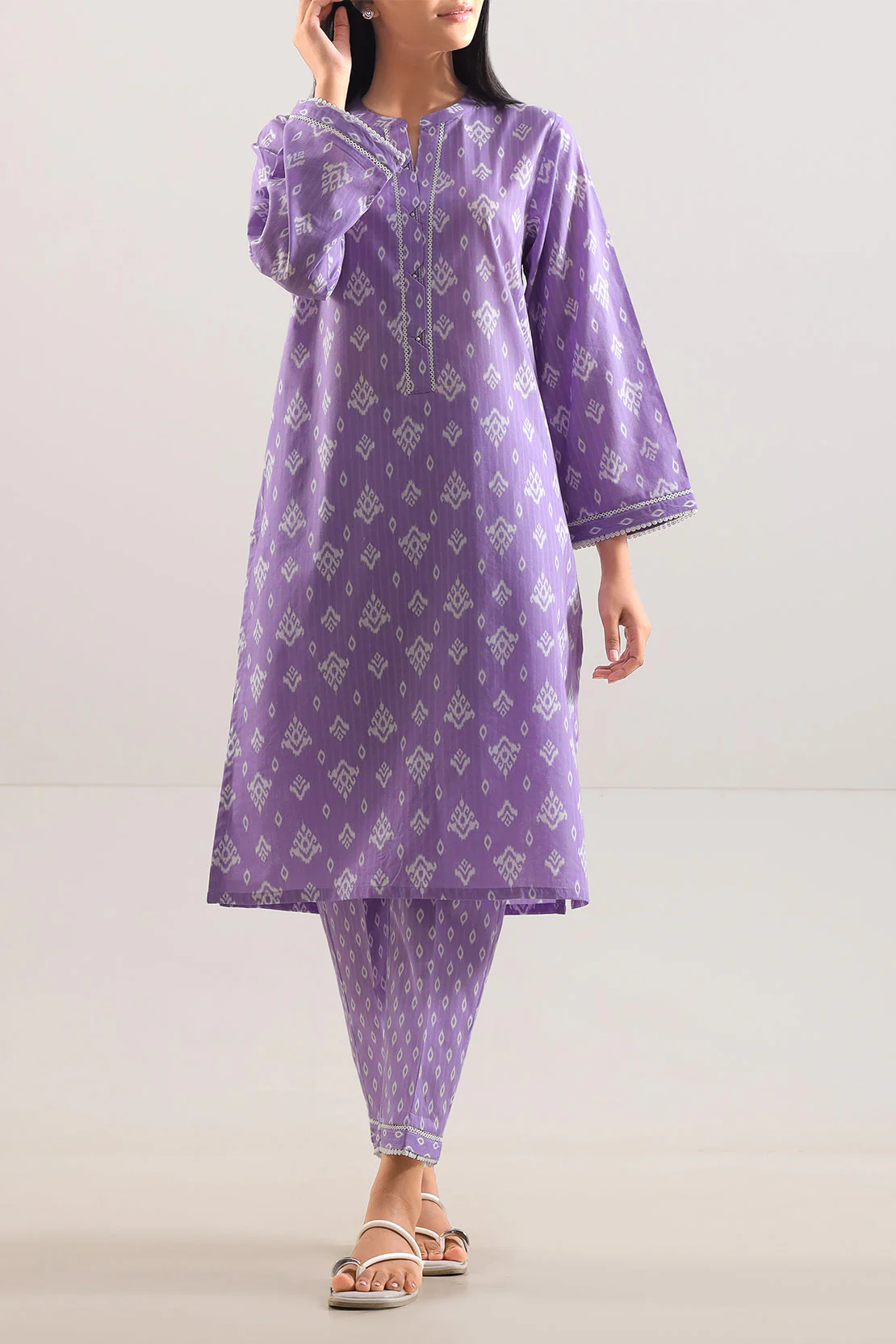 Printed Strip Lawn Stitched 2 Piece (Shirt/Trouser)