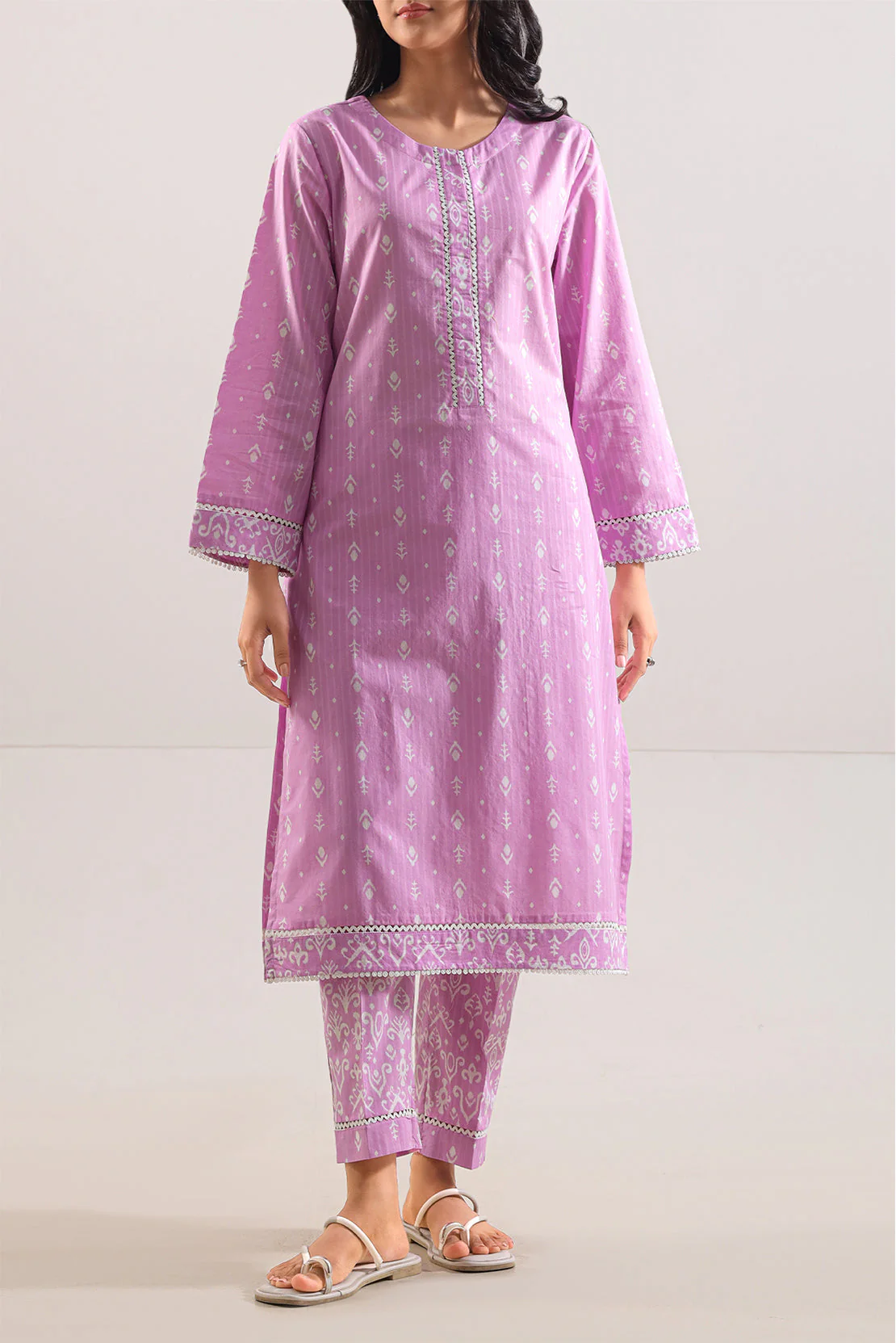 Printed Strip Lawn Stitched 2 Piece (Shirt/Trouser)