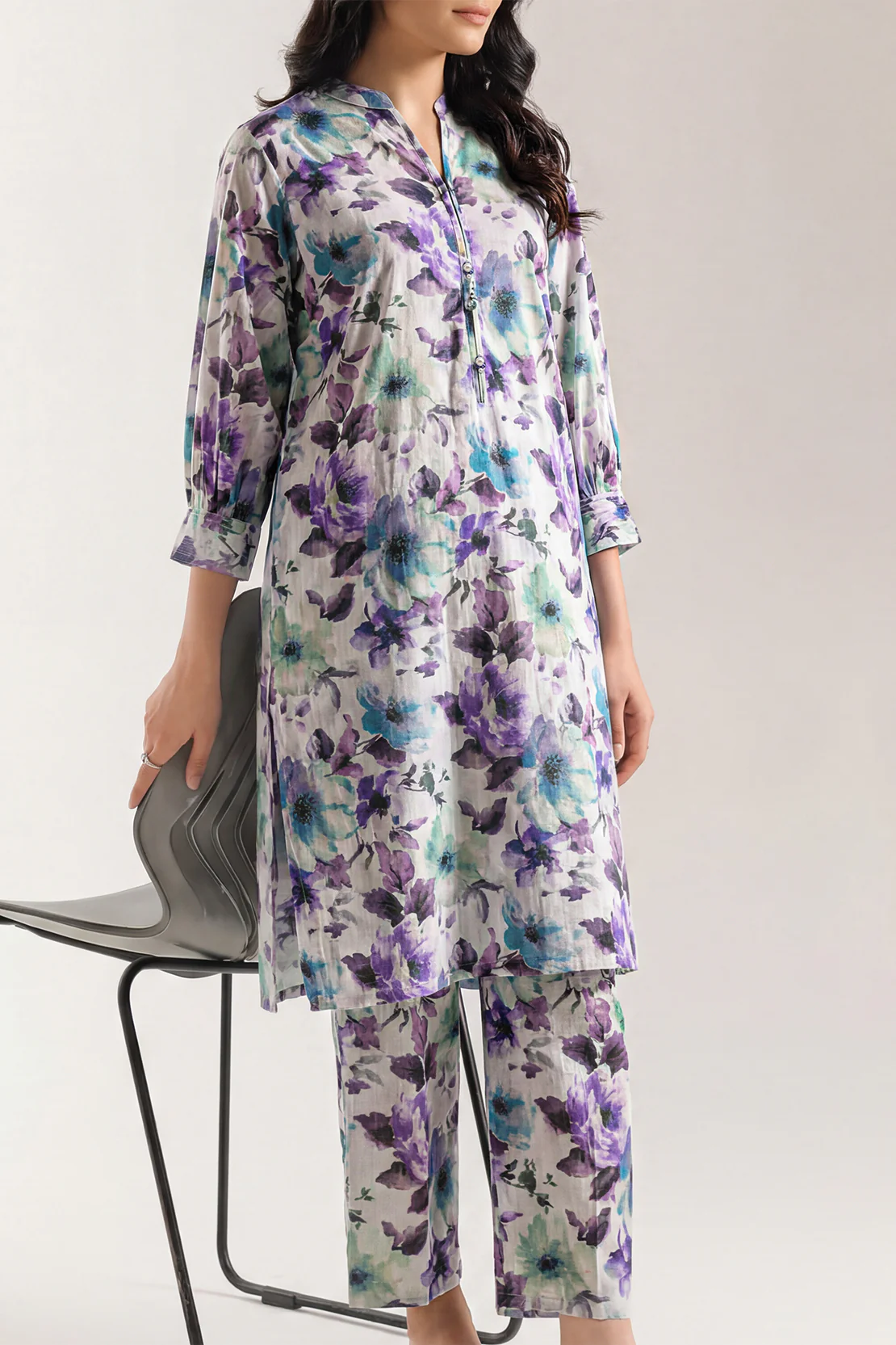 Printed Strip Lawn Stitched 2 Piece (Shirt/Trouser)