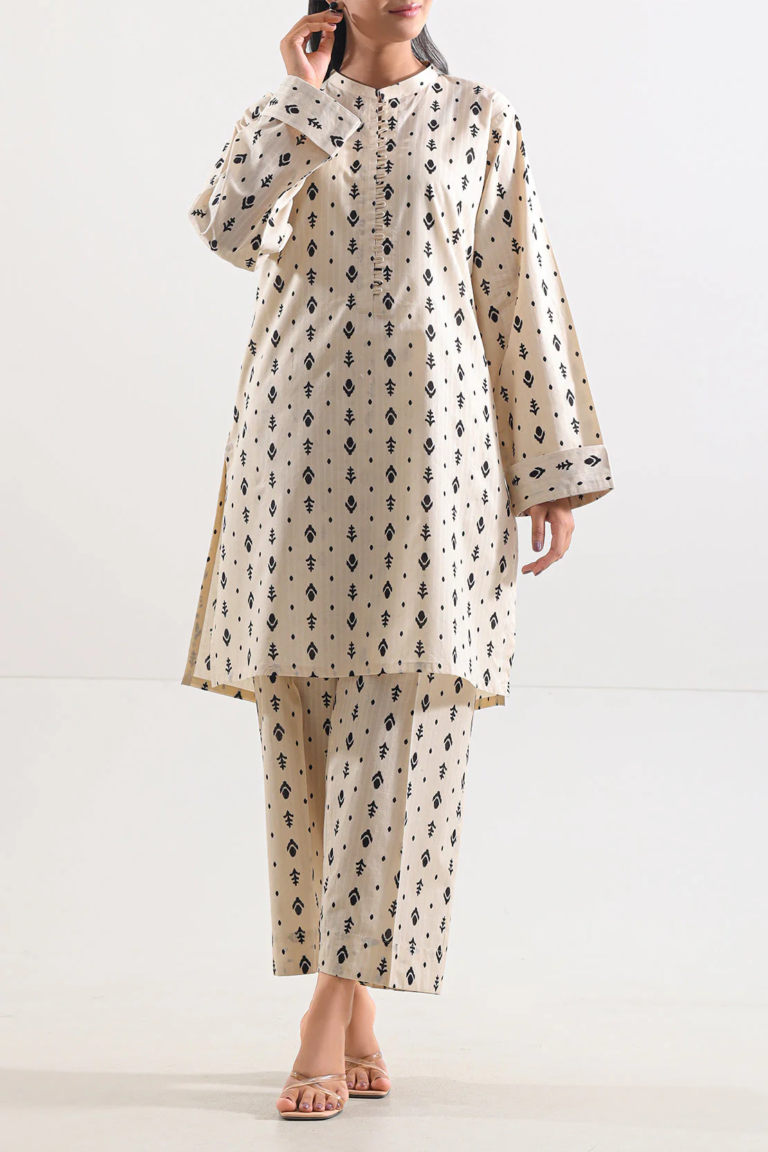 Printed Strip Lawn Stitched 2 Piece (Shirt/Trouser)