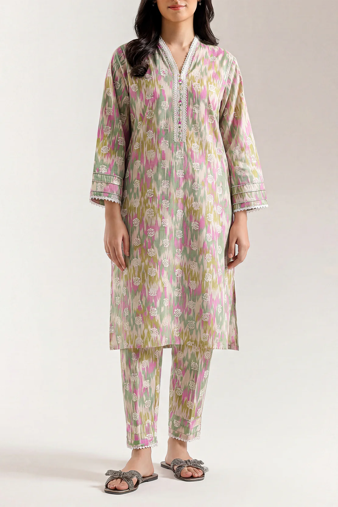 Printed Strip Lawn Stitched 2 Piece (Shirt/Trouser)