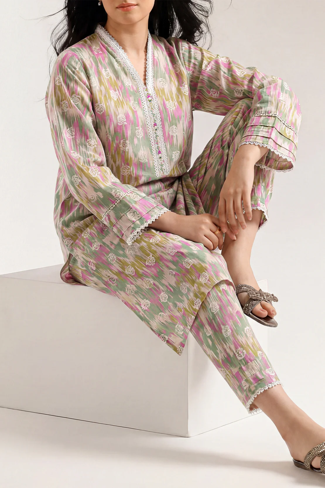 Printed Strip Lawn Stitched 2 Piece (Shirt/Trouser) - Image 2