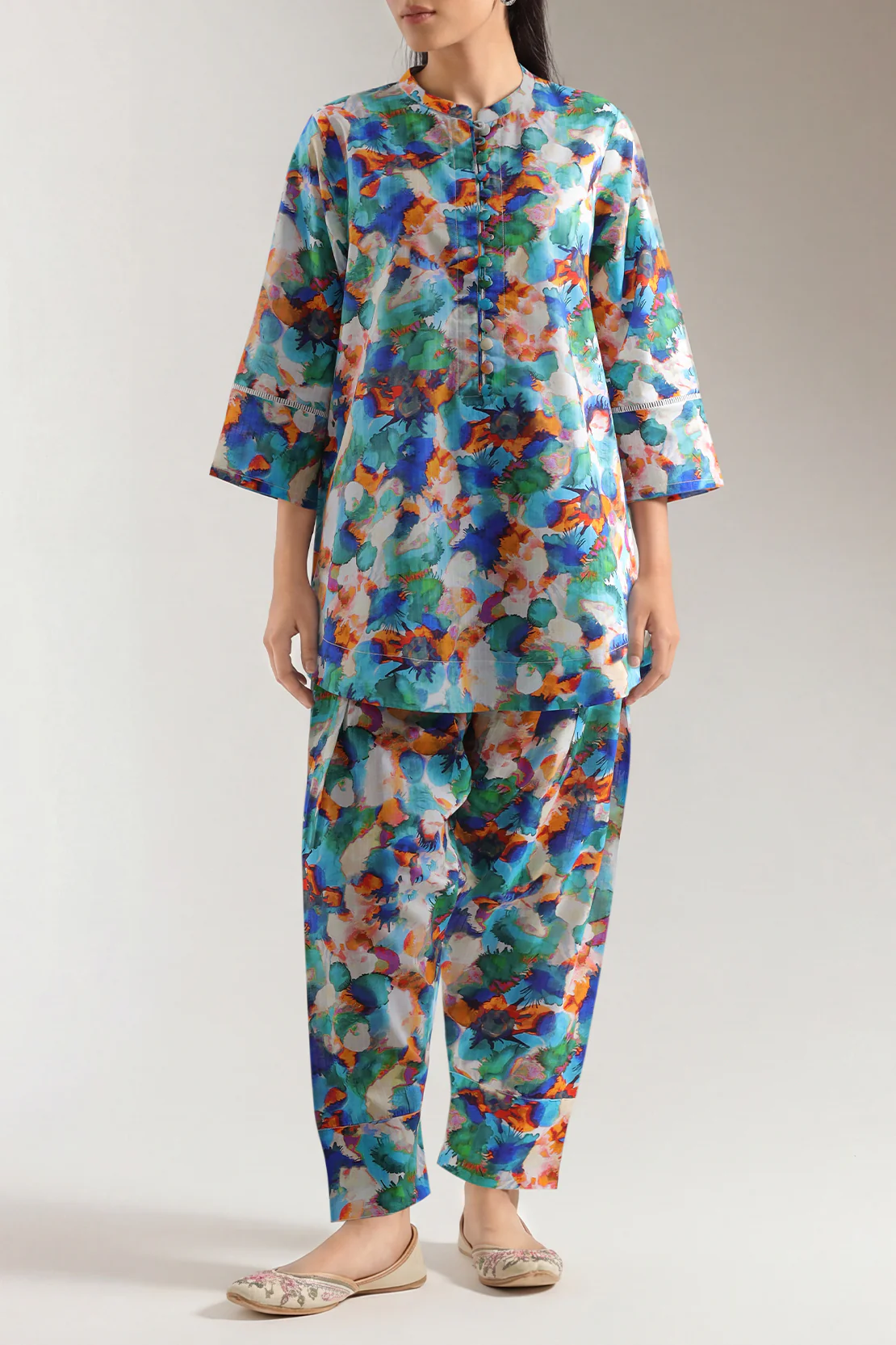 Printed Strip Lawn Stitched 2 Piece (Shirt/Trouser)