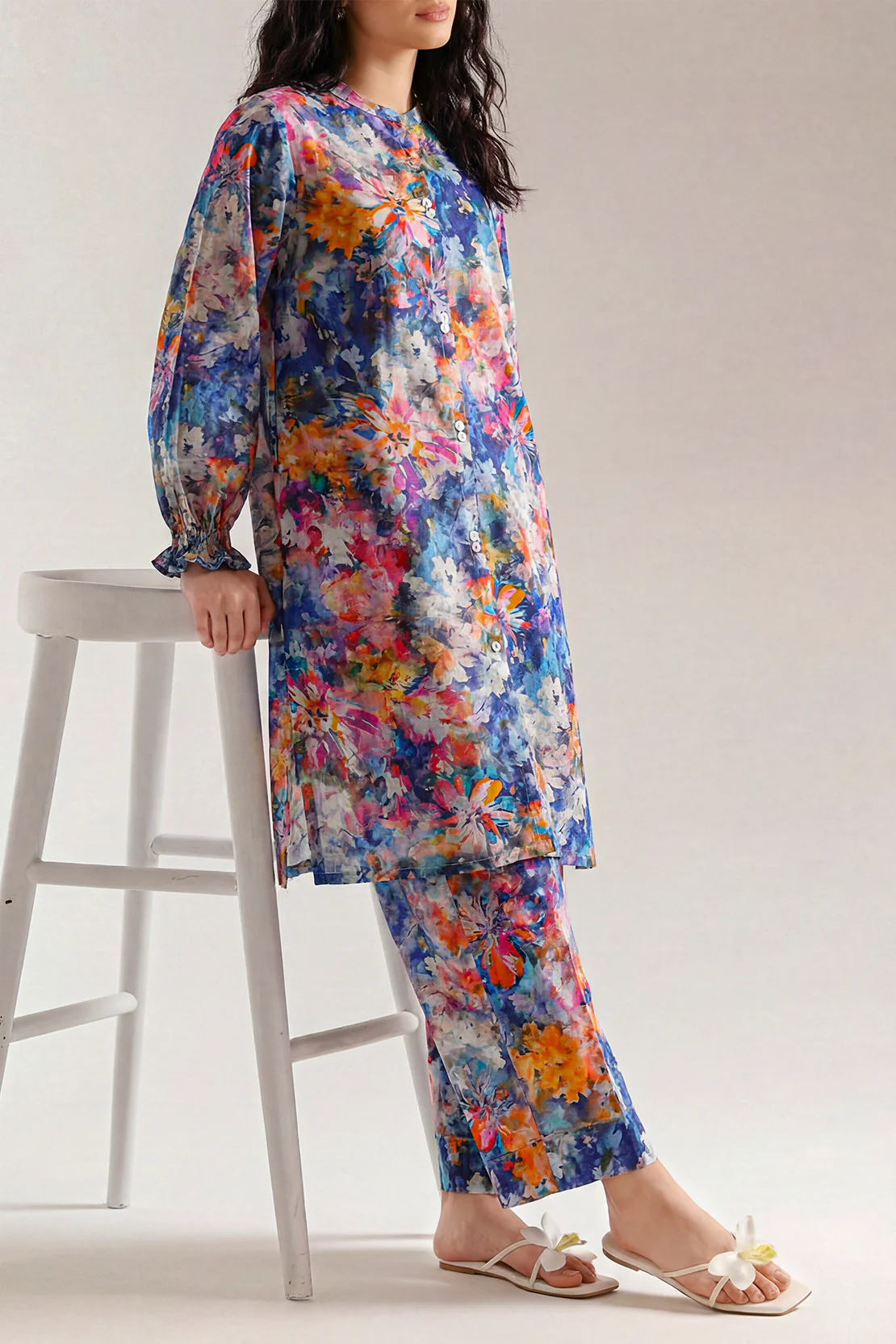 Printed Strip Lawn Stitched 2 Piece (Shirt/Trouser)