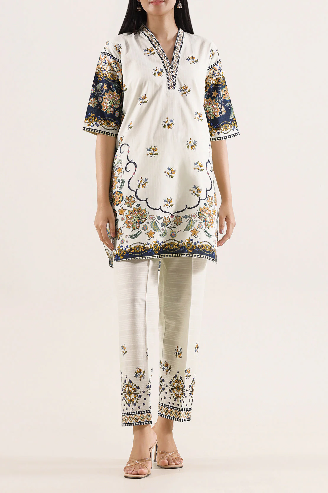 Printed Strip Lawn Stitched 2 Piece (Shirt/Trouser)
