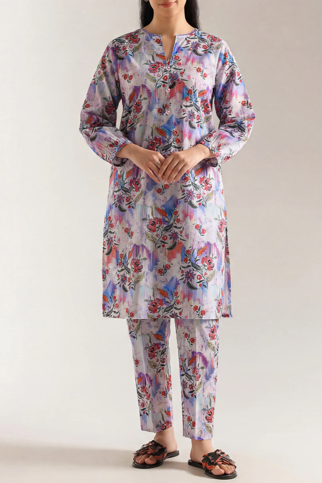Printed Strip Lawn Stitched 2 Piece (Shirt/Trouser)