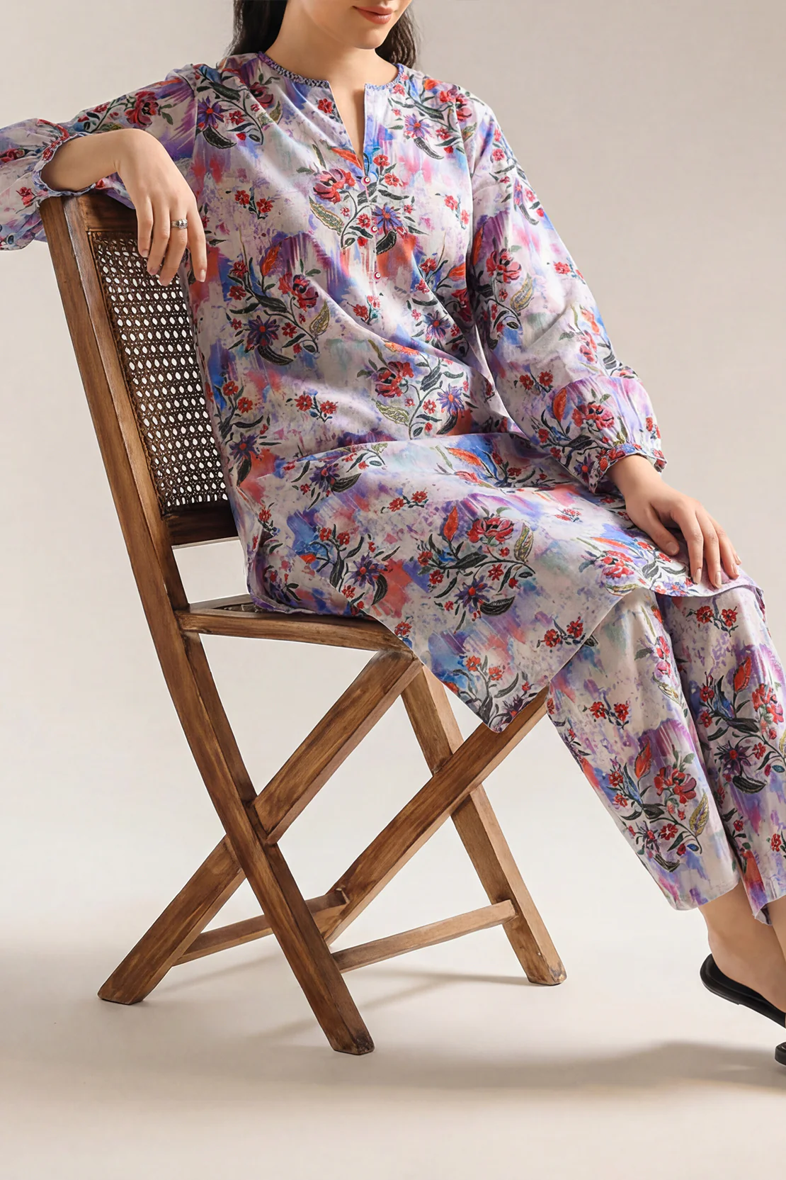 Printed Strip Lawn Stitched 2 Piece (Shirt/Trouser) - Image 2