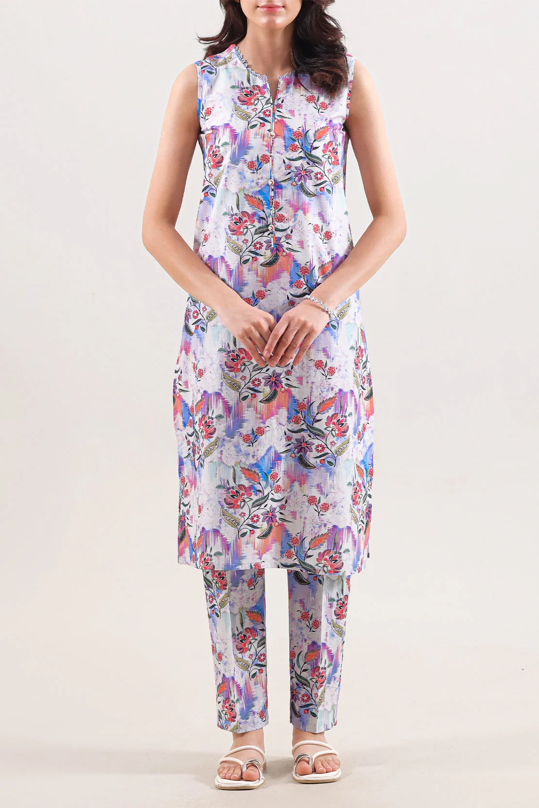 Printed Strip Lawn Stitched 2 Piece (Shirt/Trouser)