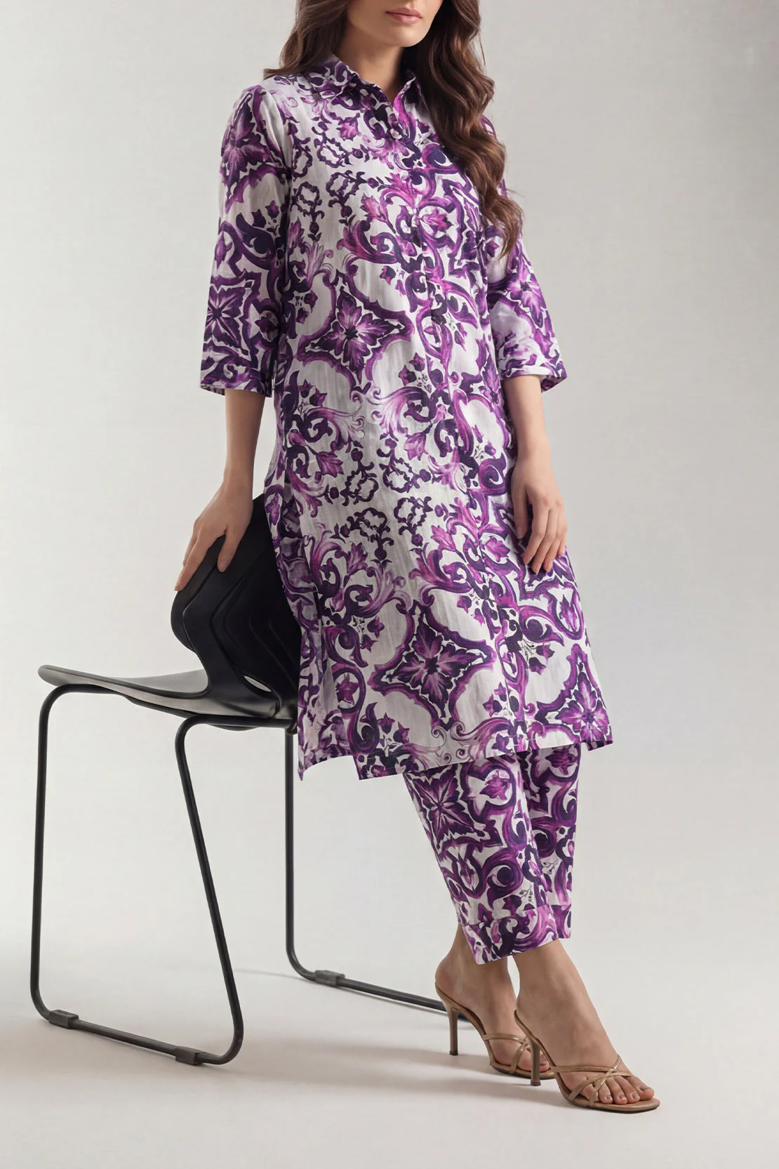 Printed Strip Lawn Stitched 2 Piece (Shirt/Trouser)
