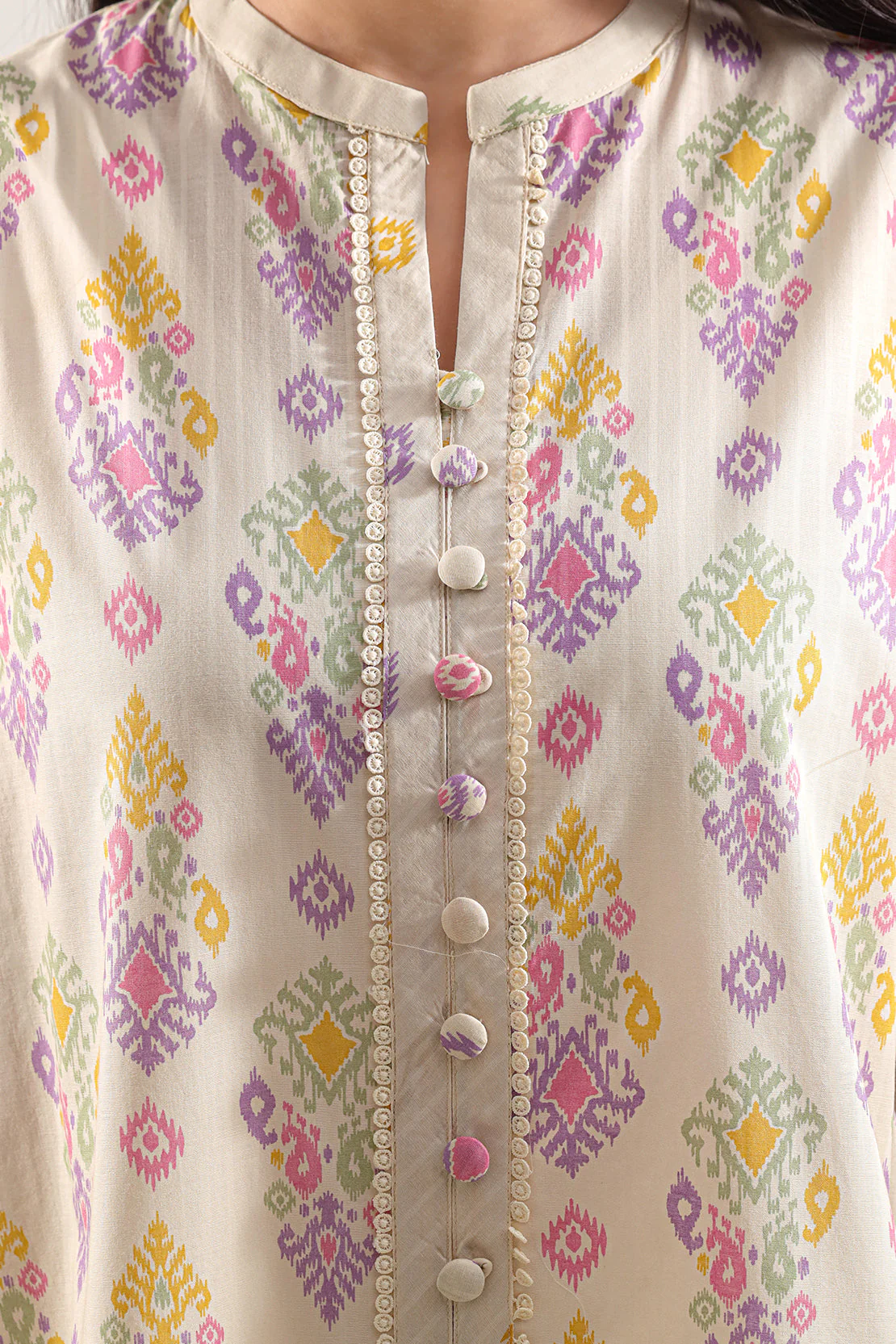 Printed Strip Lawn Stitched Dress - Image 4