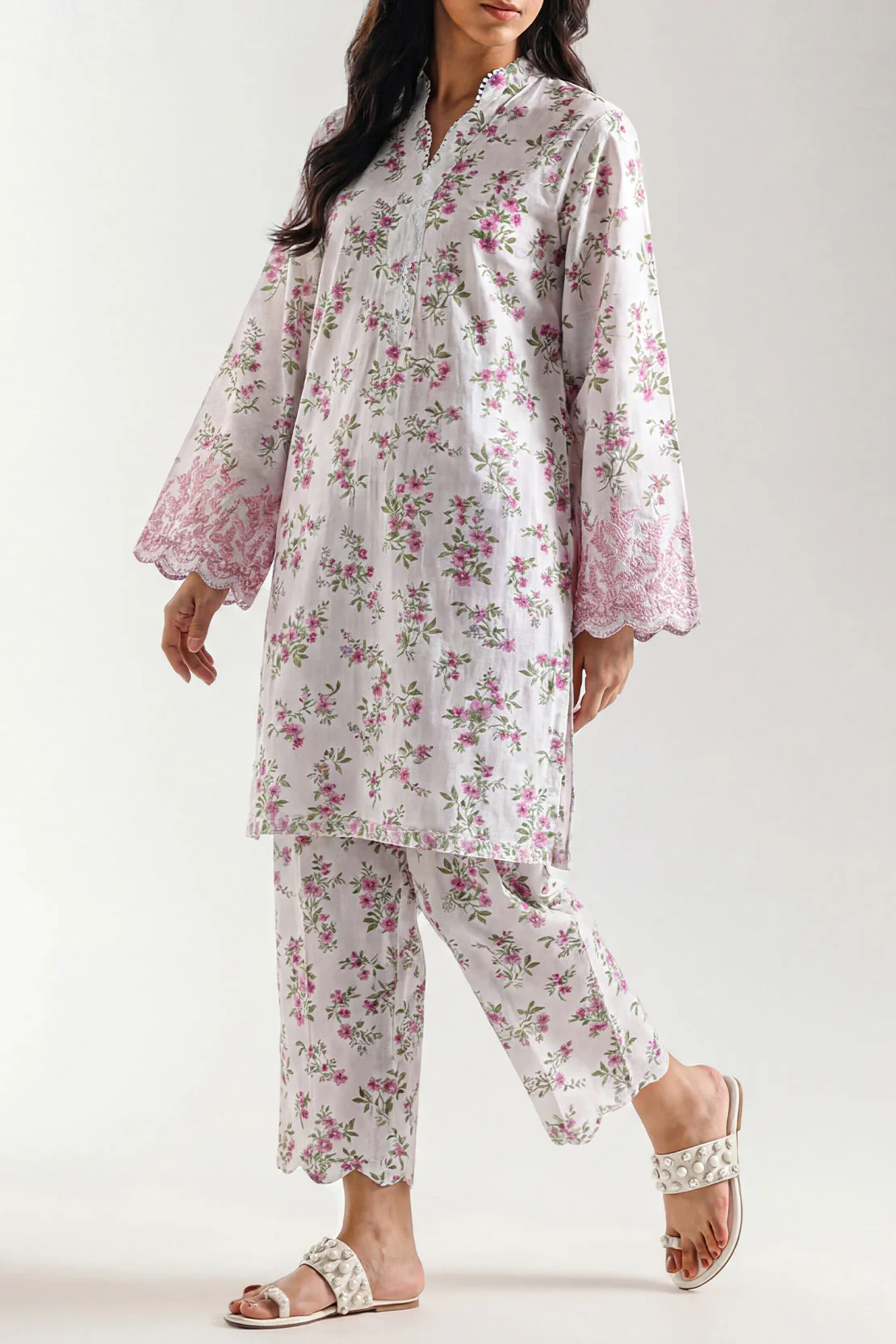 Printed Strip Lawn Stitched Dress