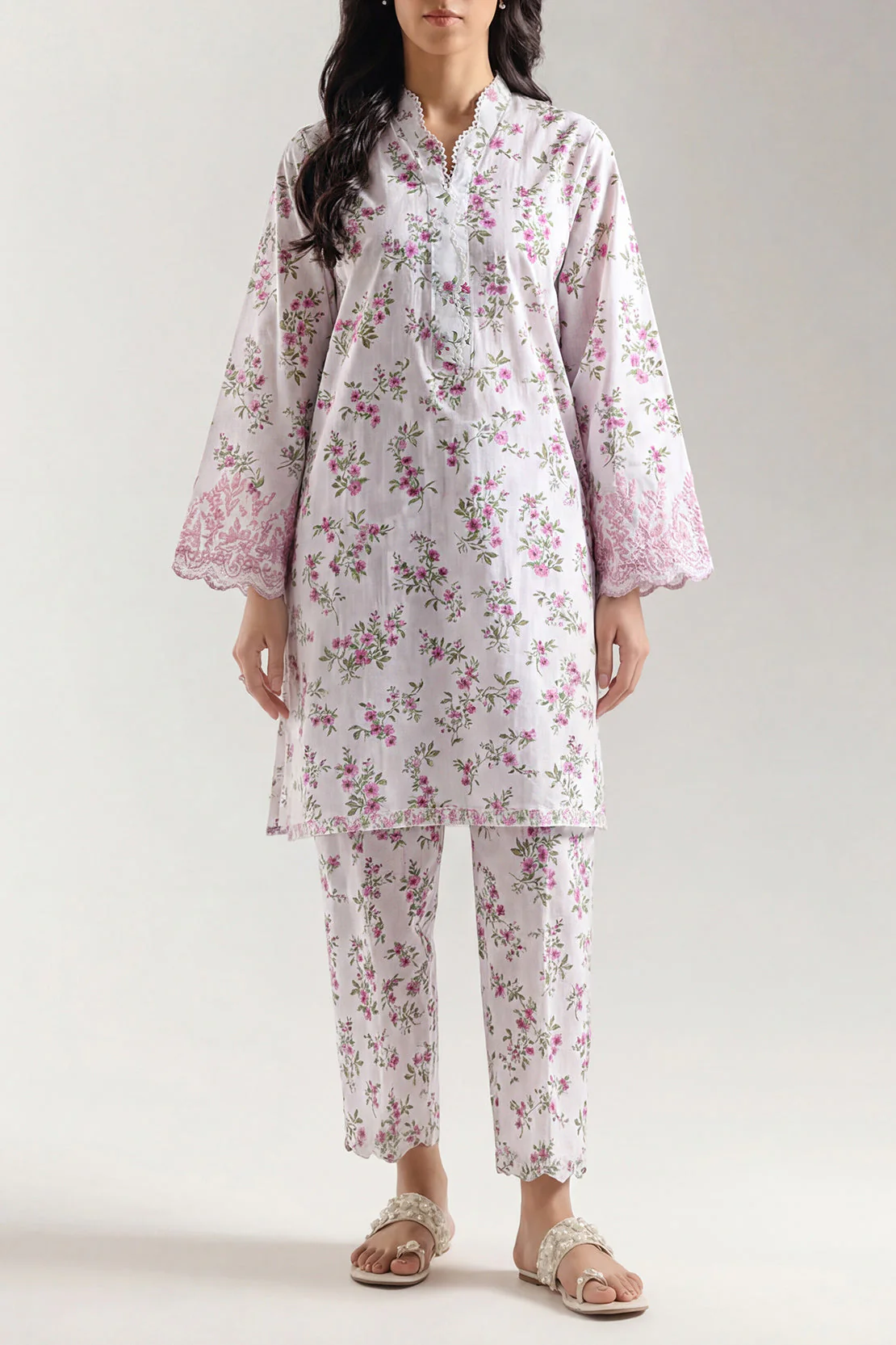 Printed Strip Lawn Stitched Dress - Image 2