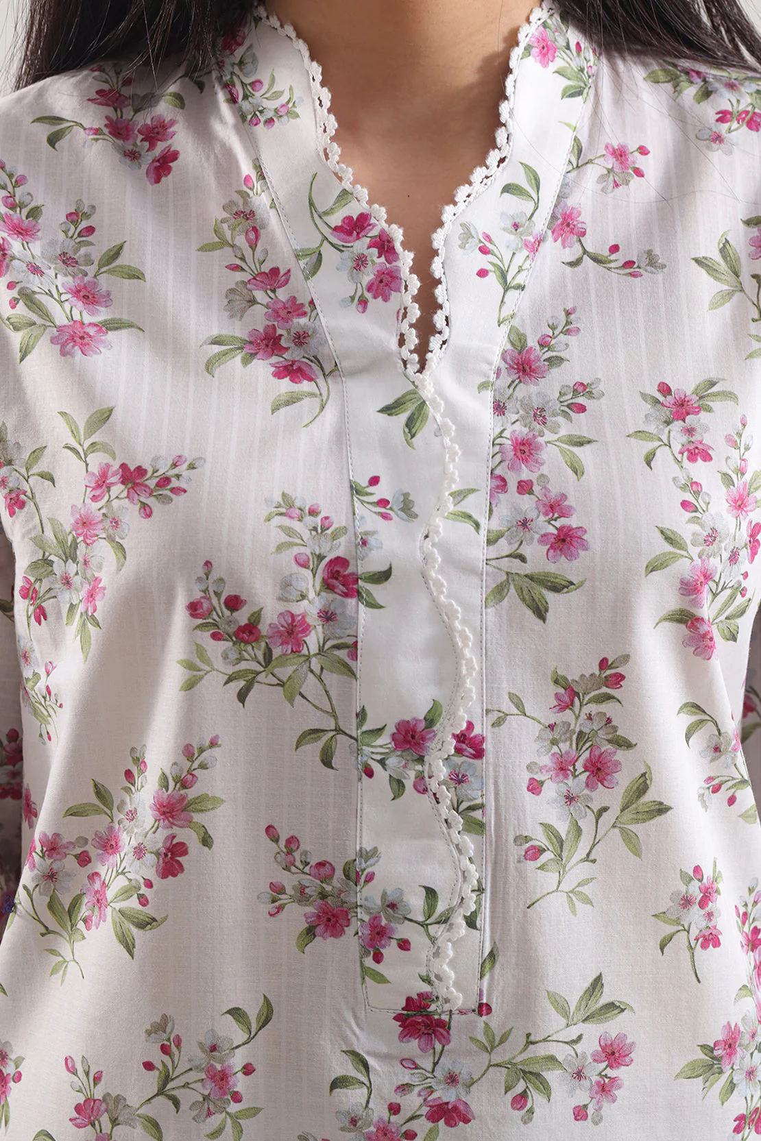 Printed Strip Lawn Stitched Dress - Image 3