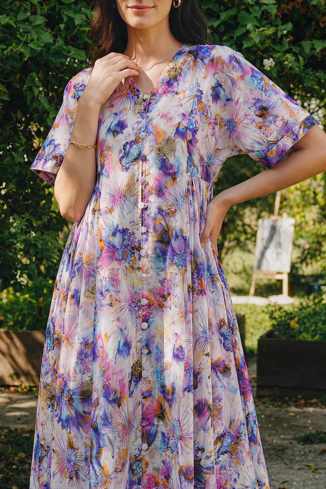 Printed Strip Lawn Stitched Dress