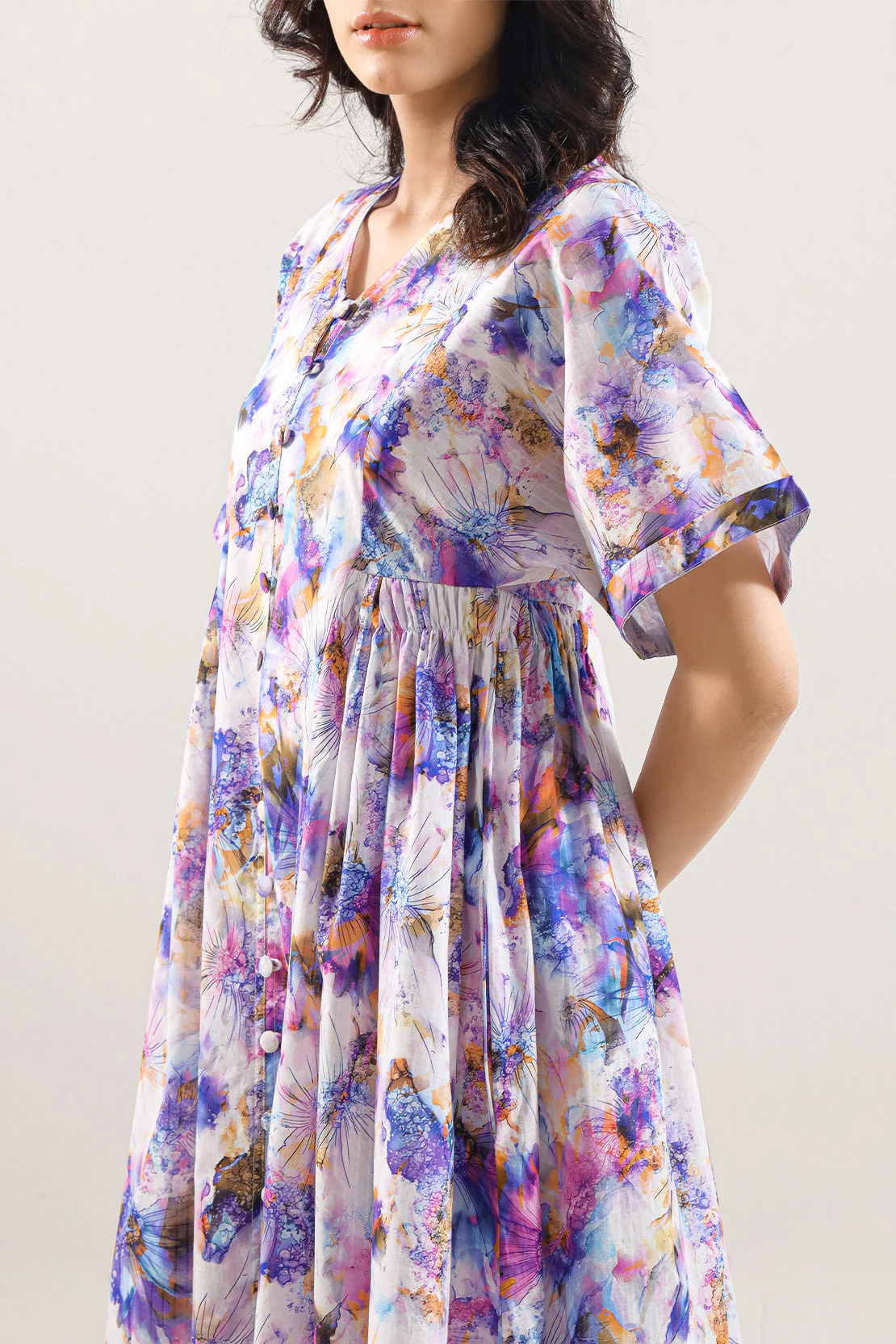 Printed Strip Lawn Stitched Dress - Image 3