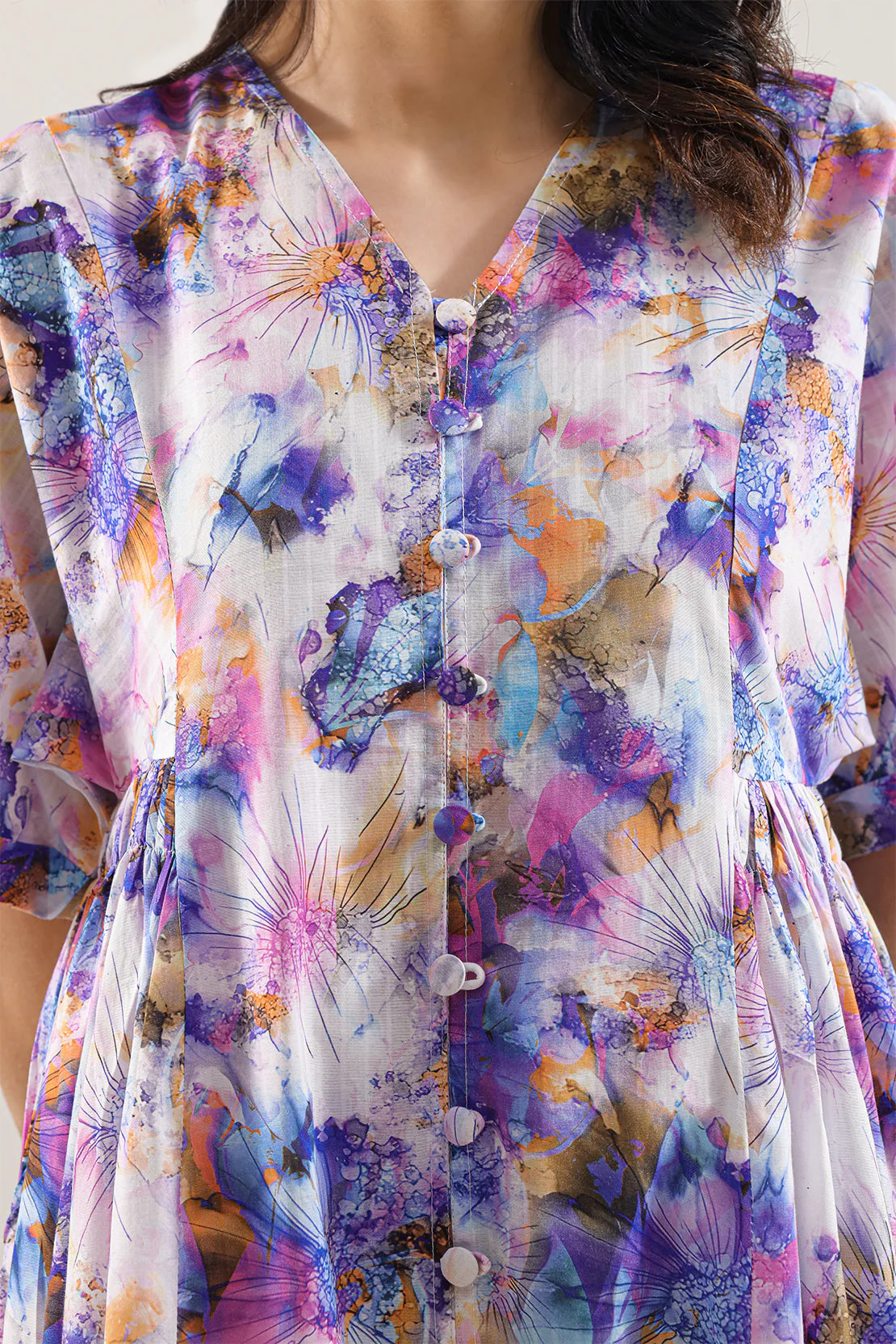 Printed Strip Lawn Stitched Dress - Image 5